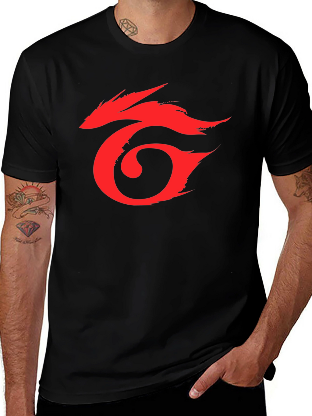Mens Black T-Shirt with Red Graphic