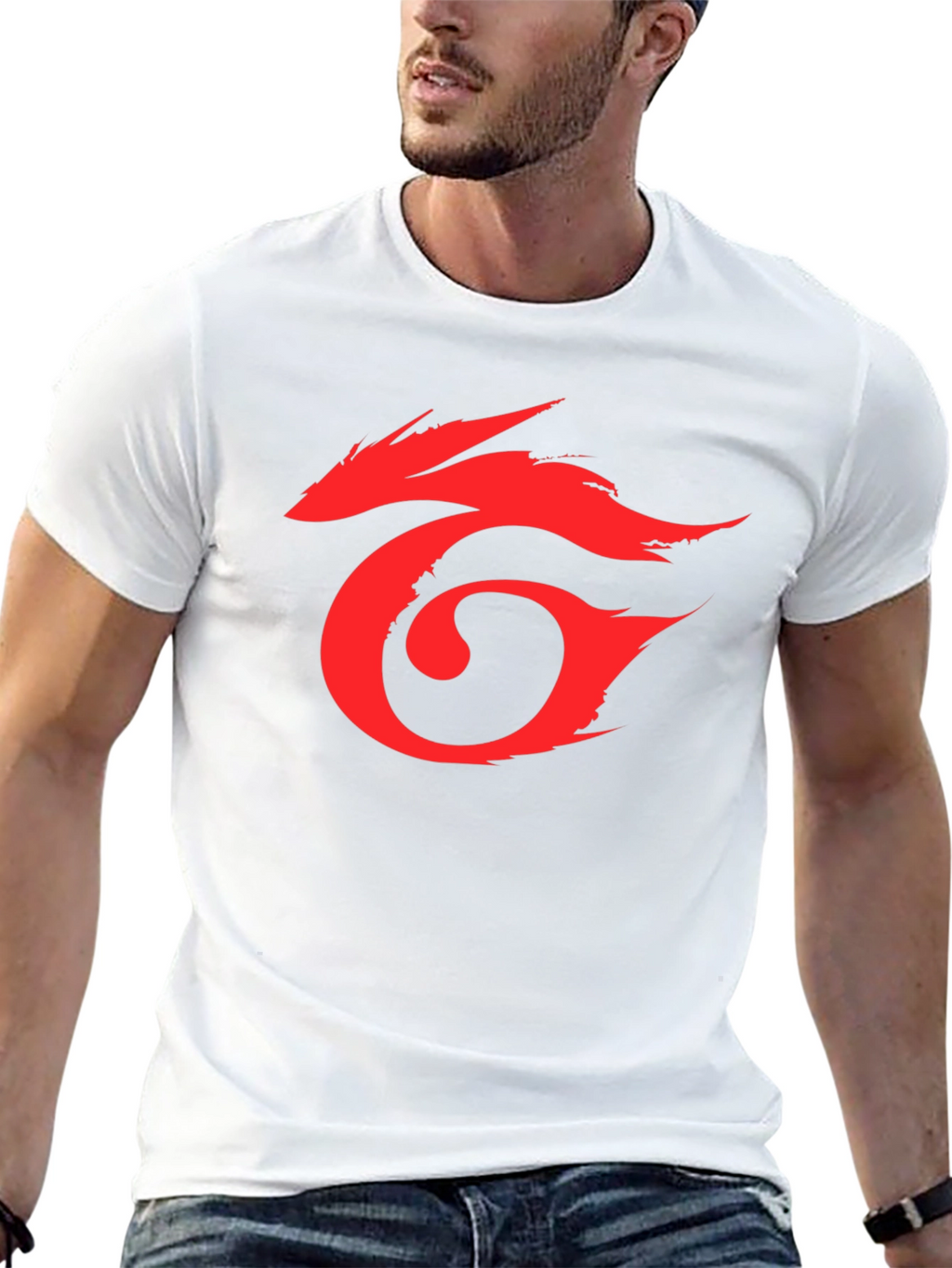 Mens Black T-Shirt with Red Graphic