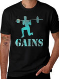 Gains Barbell Squat T-Shirt - Fitness Apparel