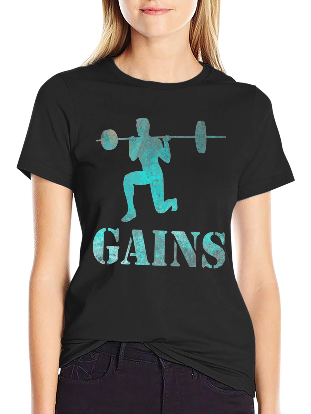 Gains Barbell Squat T-Shirt - Fitness Apparel