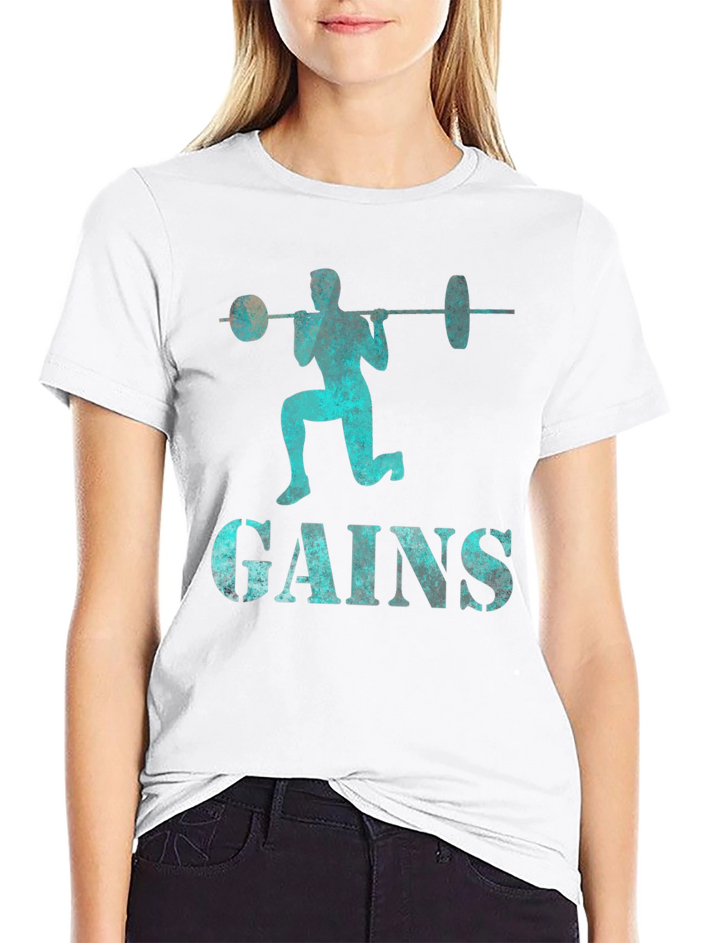 Gains Barbell Squat T-Shirt - Fitness Apparel