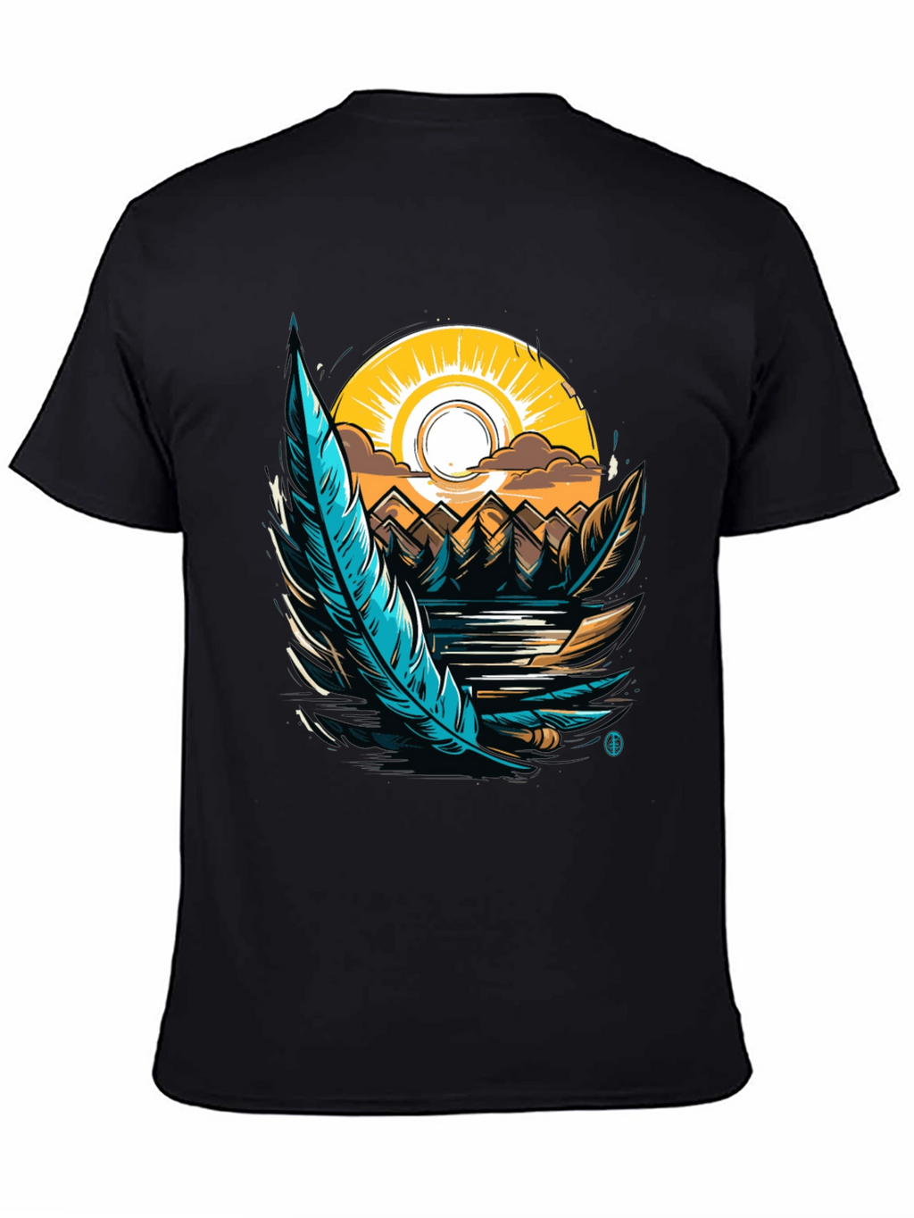 Nature Graphic Tee: Feather Sunset Design