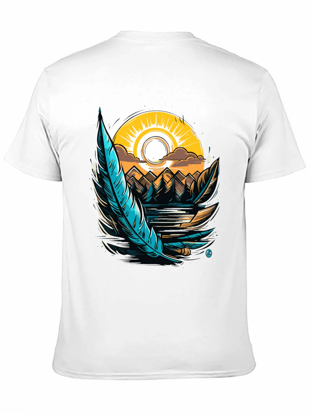 Nature Graphic Tee: Feather Sunset Design