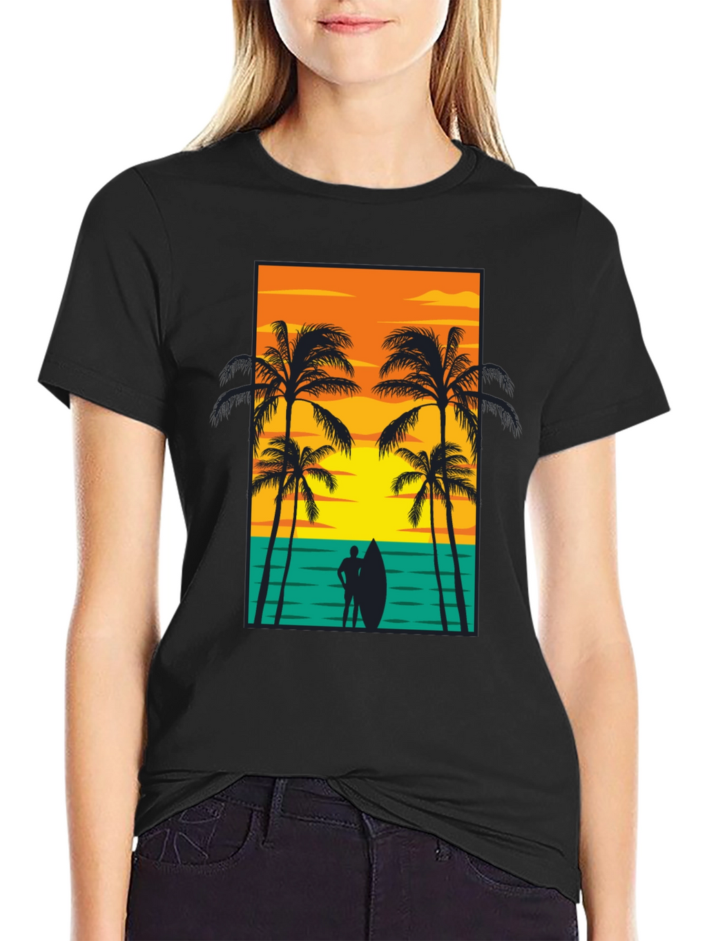 Beach Sunset Graphic Tee - Mens Black T-Shirt