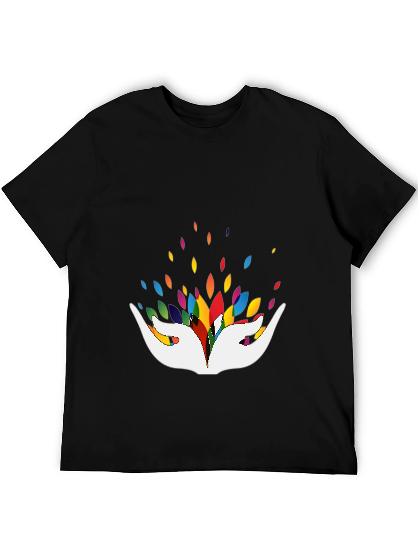 Colorful Hands Graphic Black T-Shirt