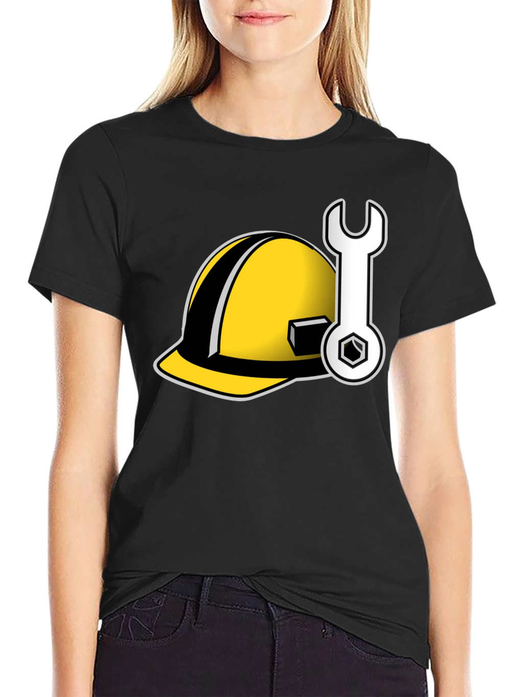 Construction Worker Tee: Hard Hat & Wrench Graphic