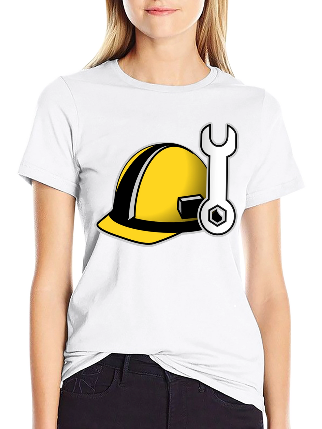Construction Worker Tee: Hard Hat & Wrench Graphic