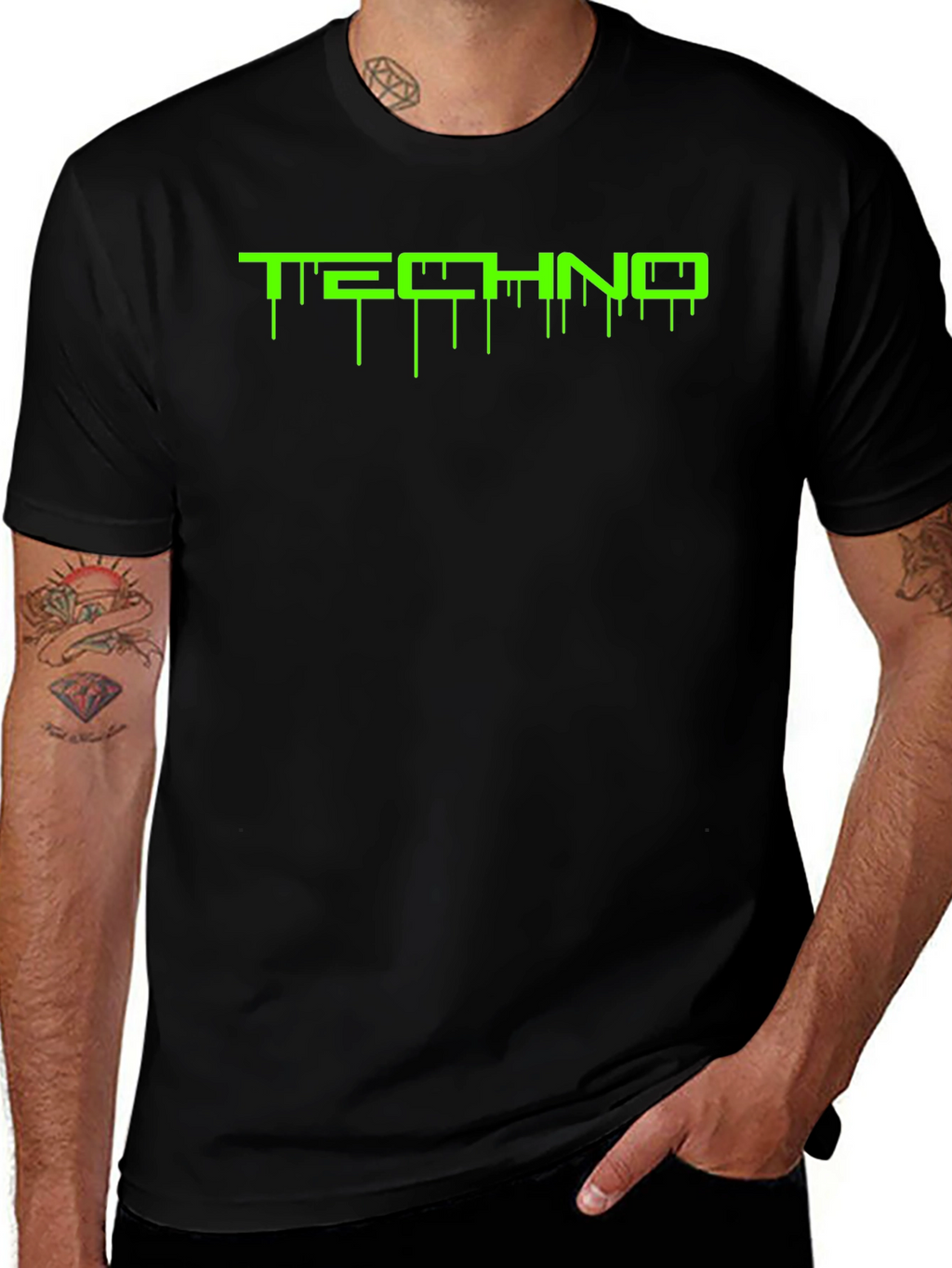 Techno Drip Black T-Shirt - Electronic Music Rave Tee
