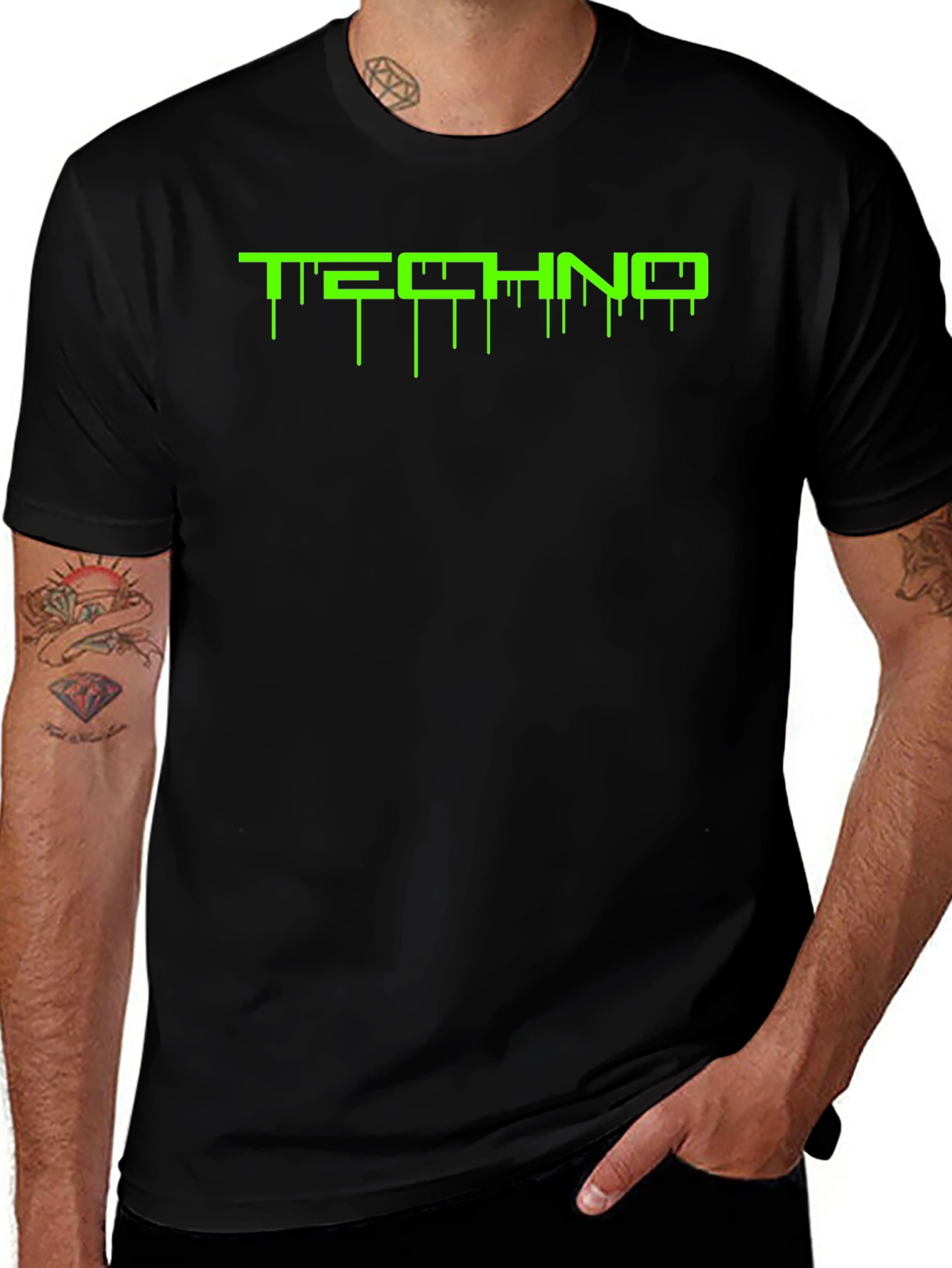 Techno Drip Black T-Shirt - Electronic Music Rave Tee