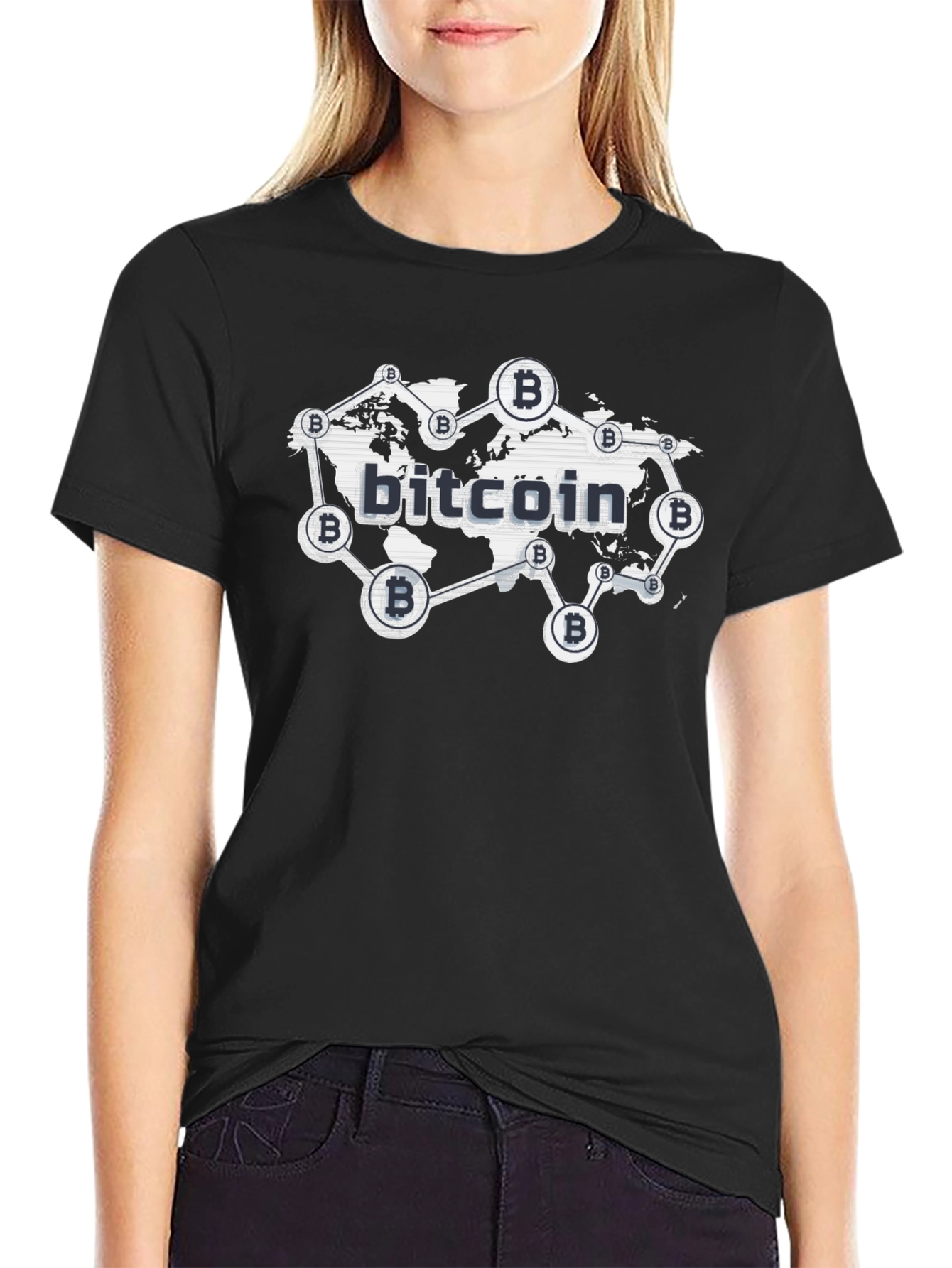 Bitcoin Global Network Black T-Shirt