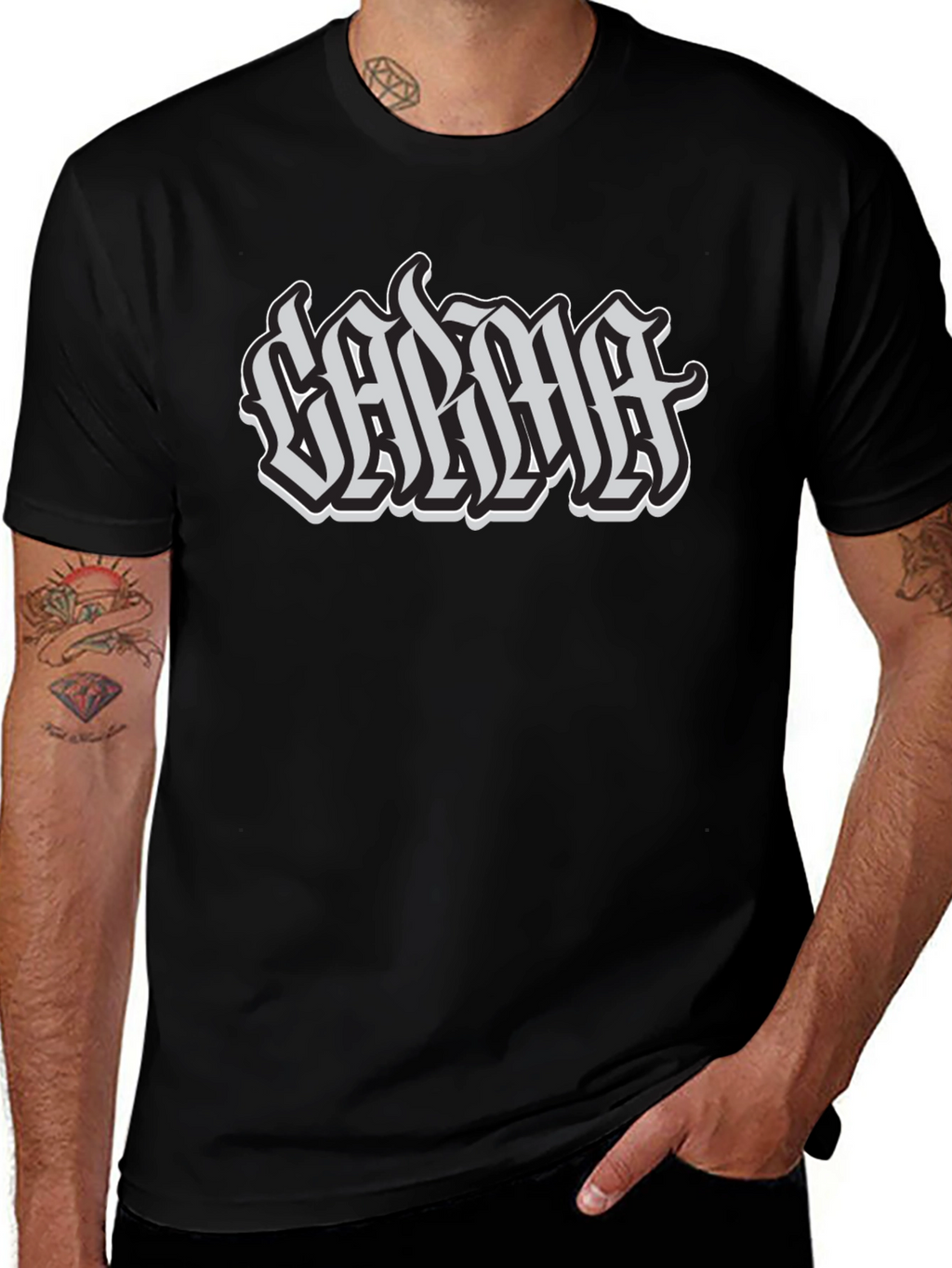 Calma Graphic Tee - Black Cotton T-Shirt