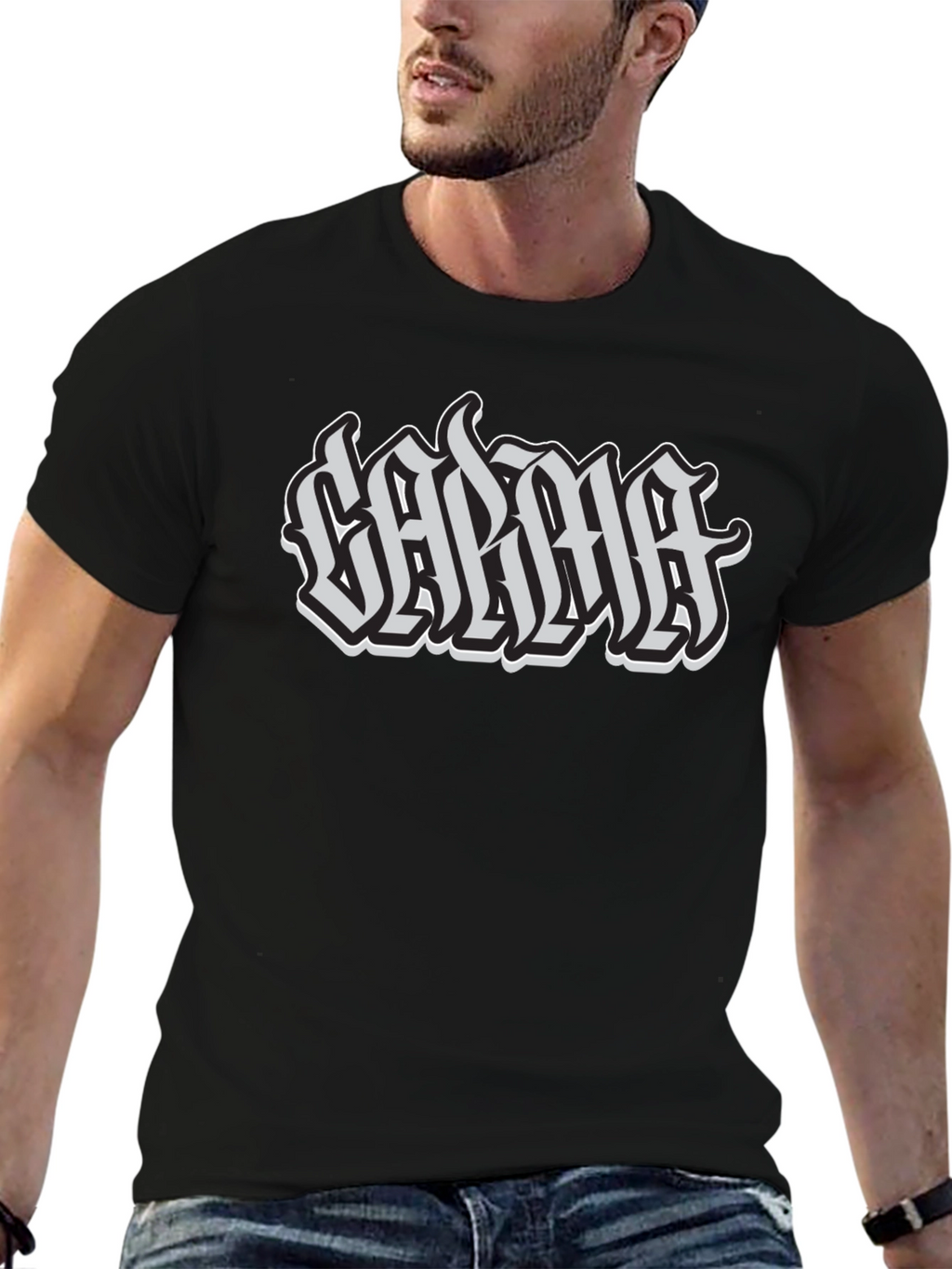 Calma Graphic Tee - Black Cotton T-Shirt