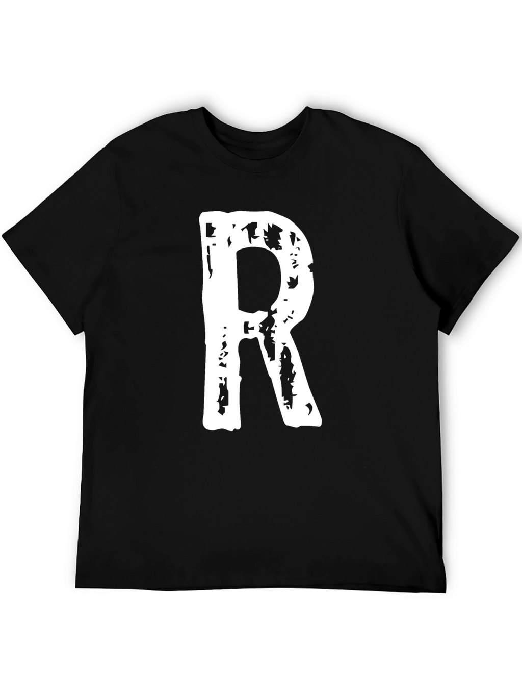 Black T-Shirt with White Letter R Print