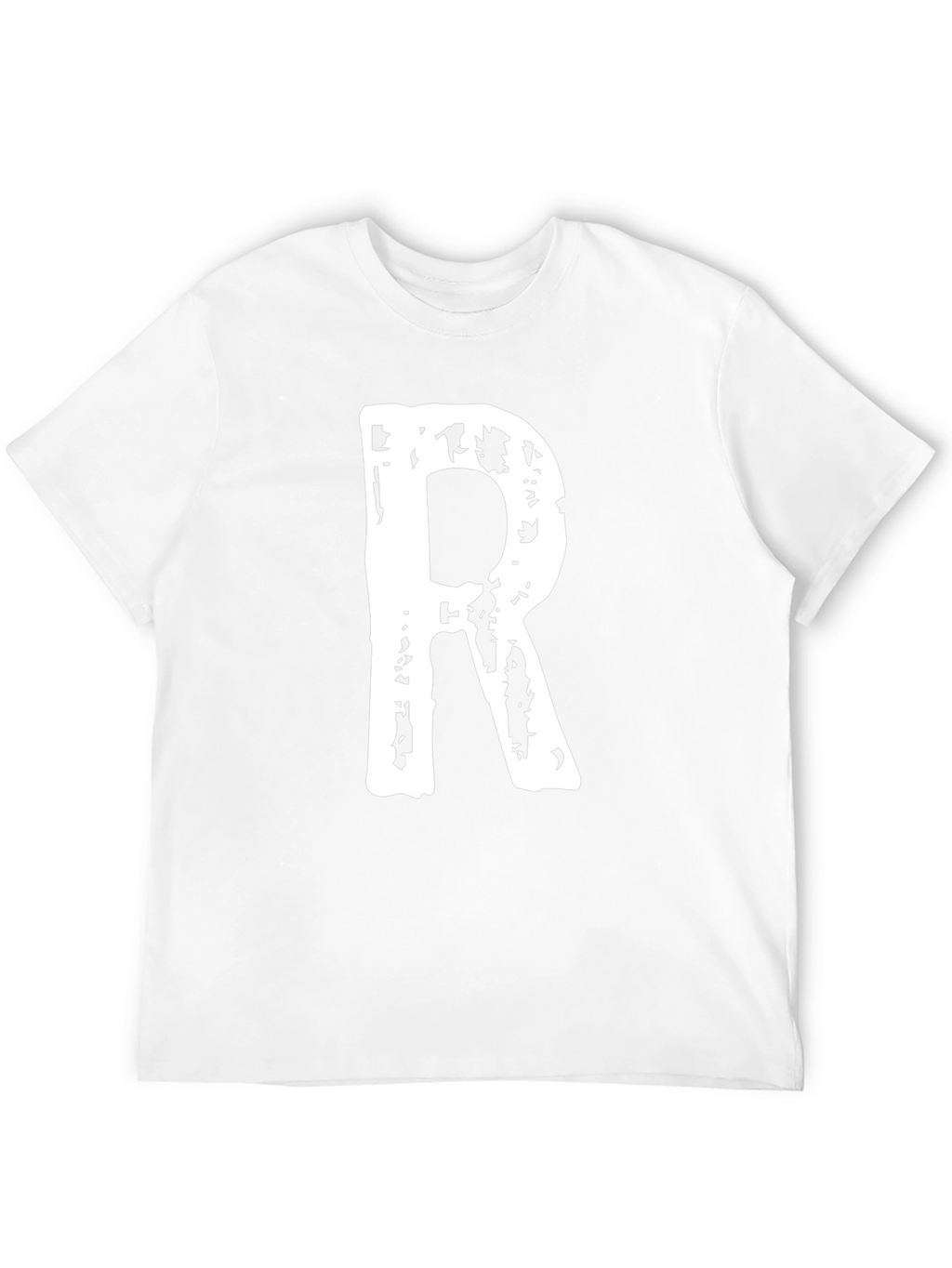 Black T-Shirt with White Letter R Print