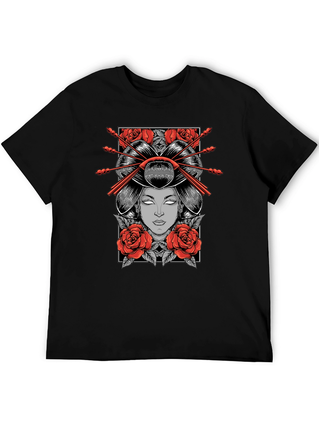 Geisha Graphic Print Black T-Shirt
