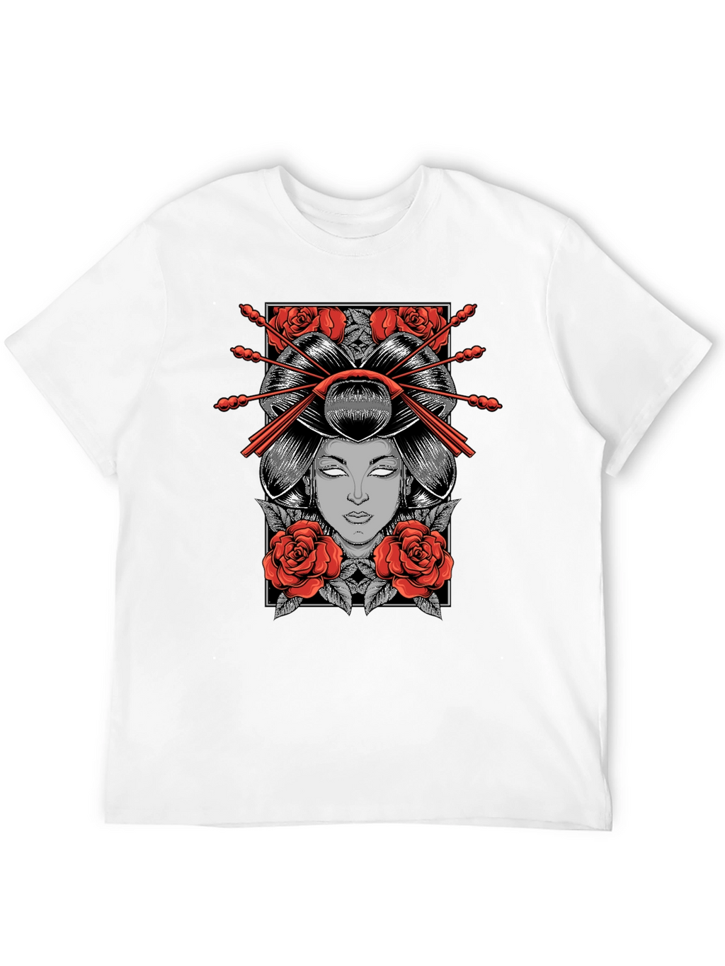 Geisha Graphic Print Black T-Shirt