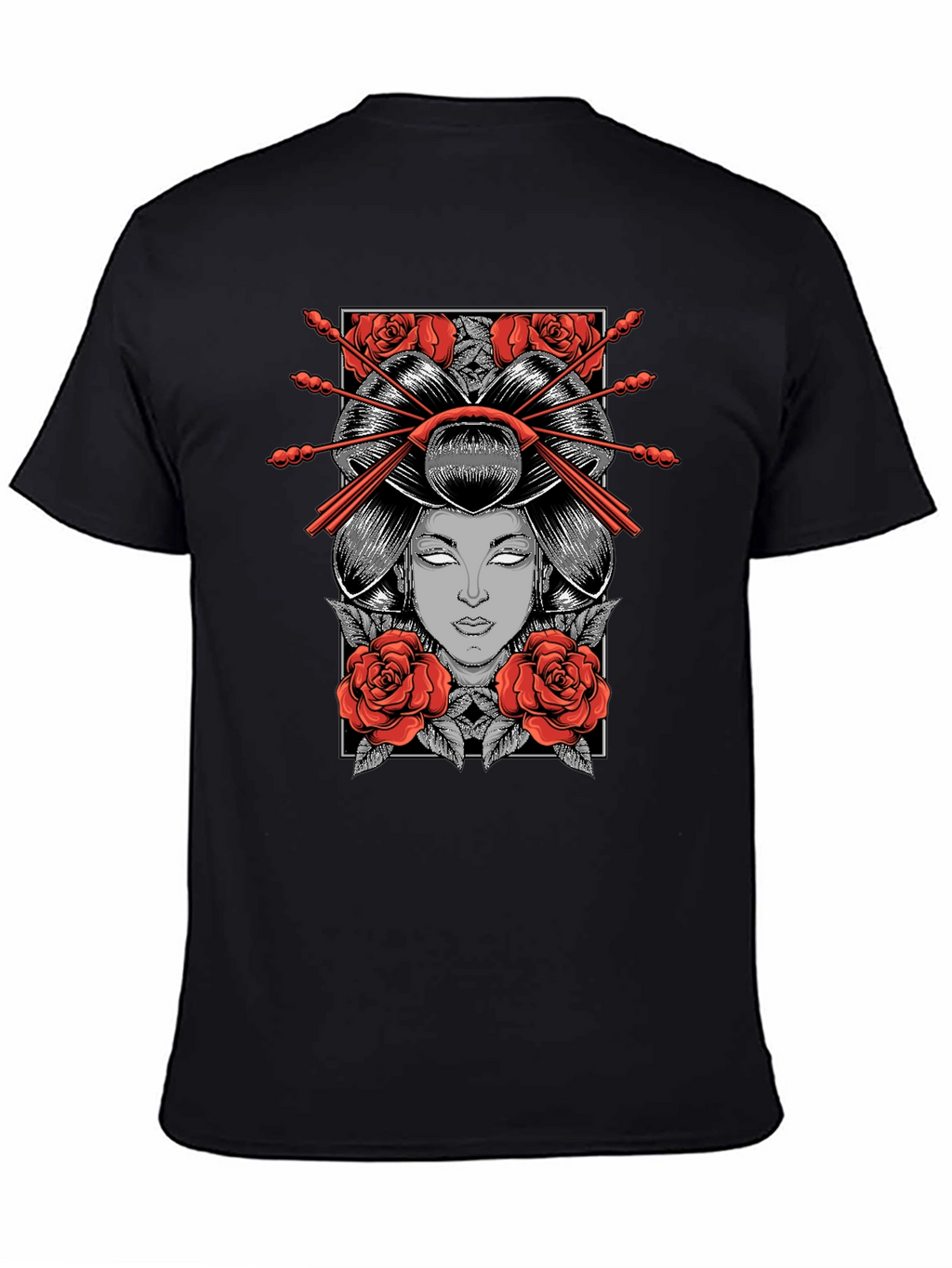 Geisha Graphic Print Black T-Shirt
