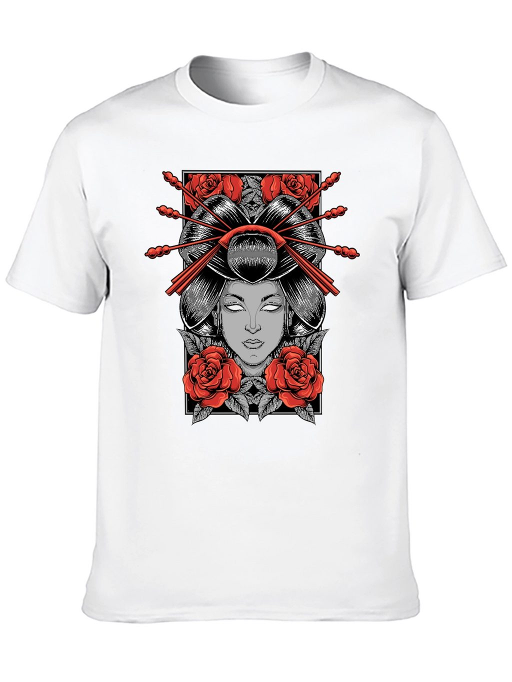 Geisha Graphic Print Black T-Shirt