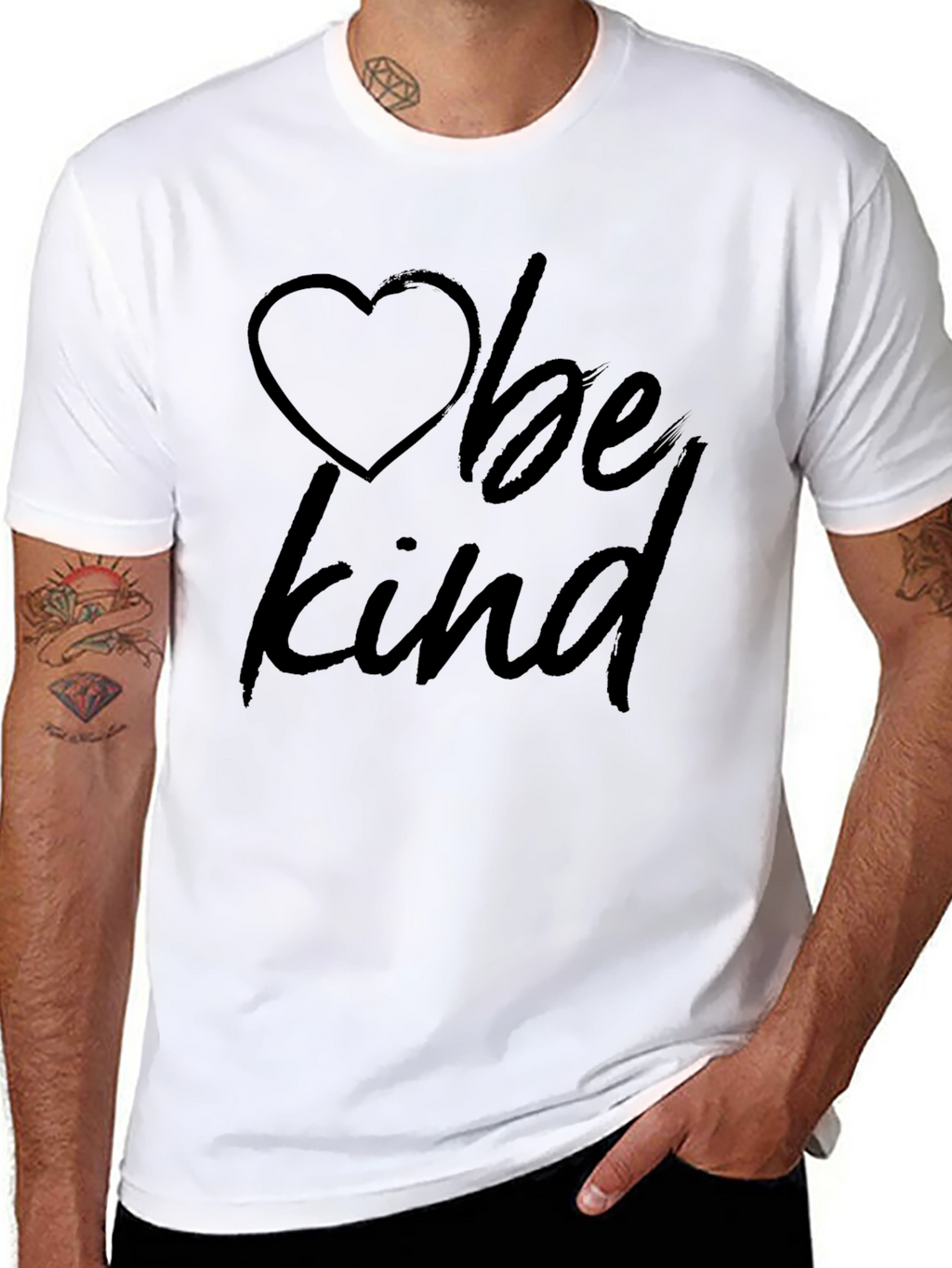 Be Kind Heart Graphic Tee -  Classic Crew Neck