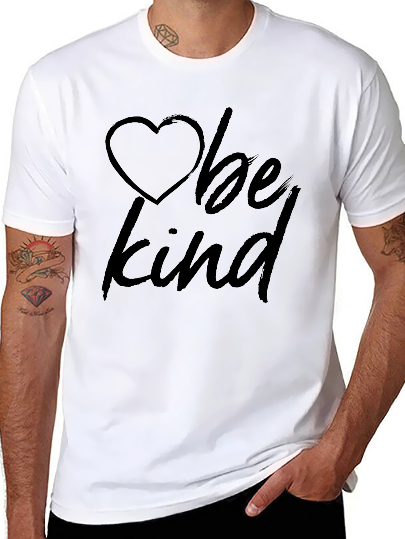 Be Kind Heart Graphic Tee -  Classic Crew Neck