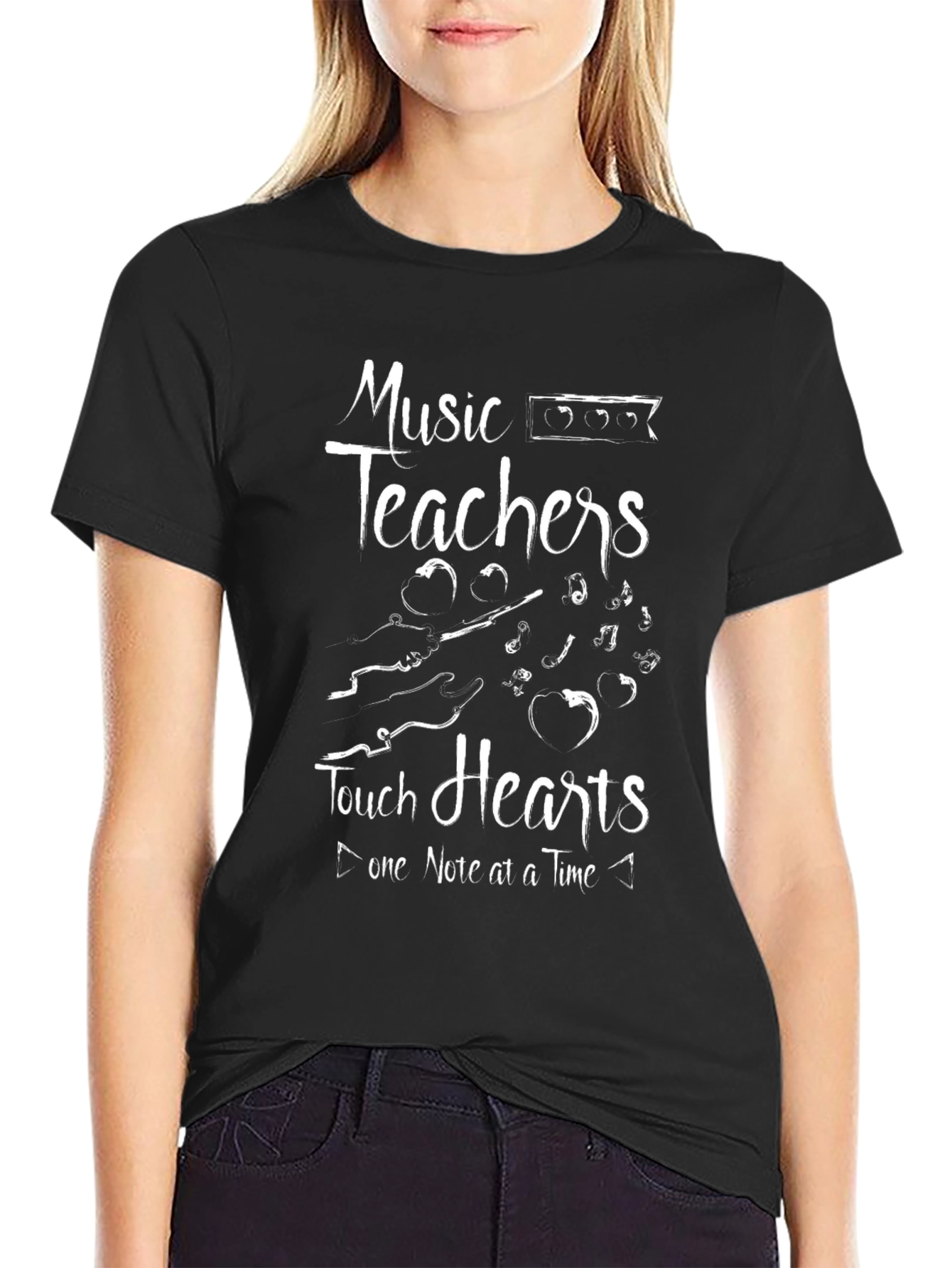 Music Teachers Touch Hearts Graphic T-Shirt