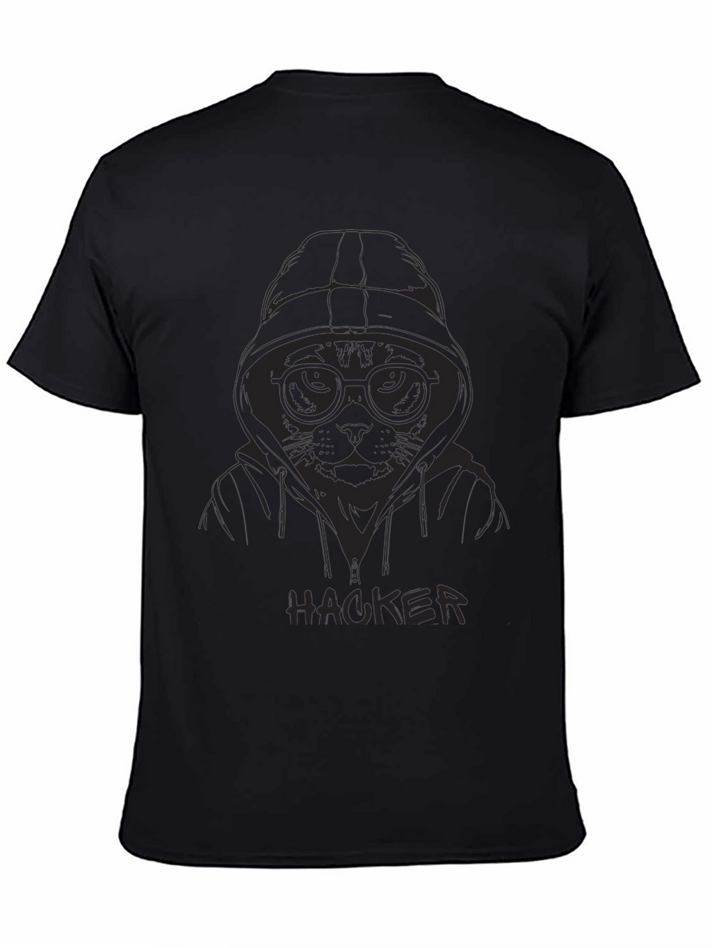 Hacker Cat Graphic T-Shirt - Black Cotton Tee