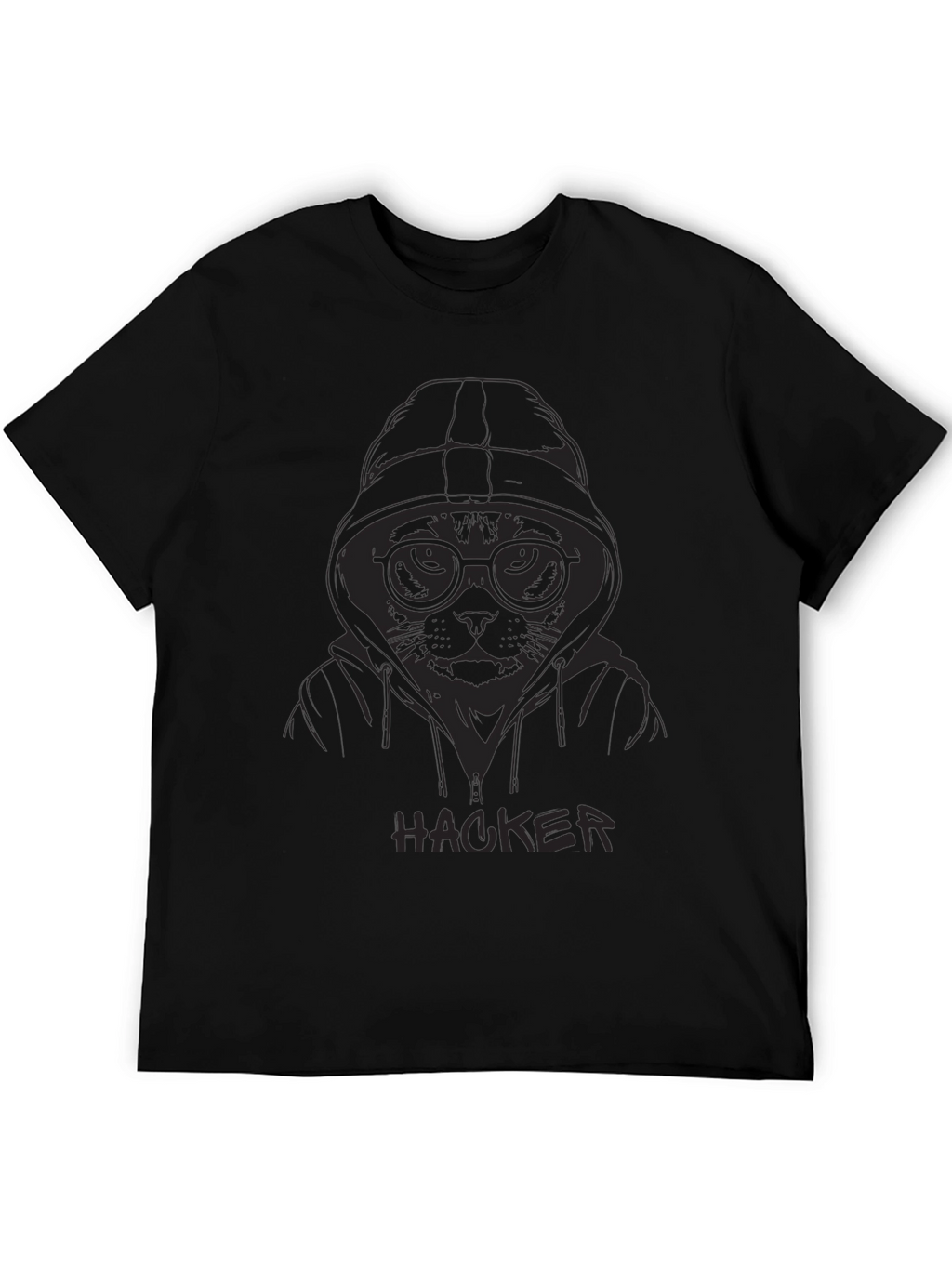 Hacker Cat Graphic T-Shirt - Black Cotton Tee