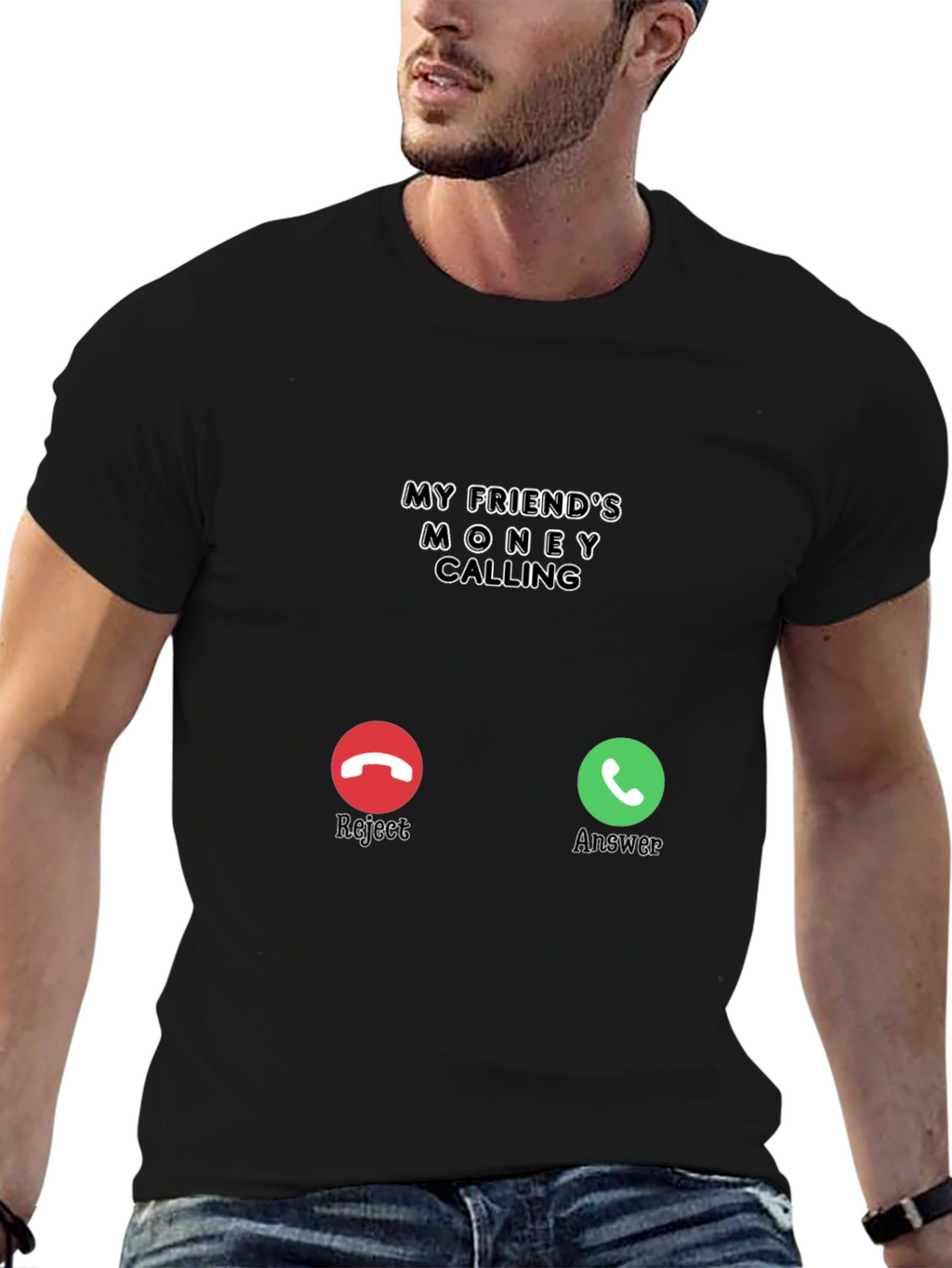 Money Calling Black T-Shirt - Funny Novelty Tee