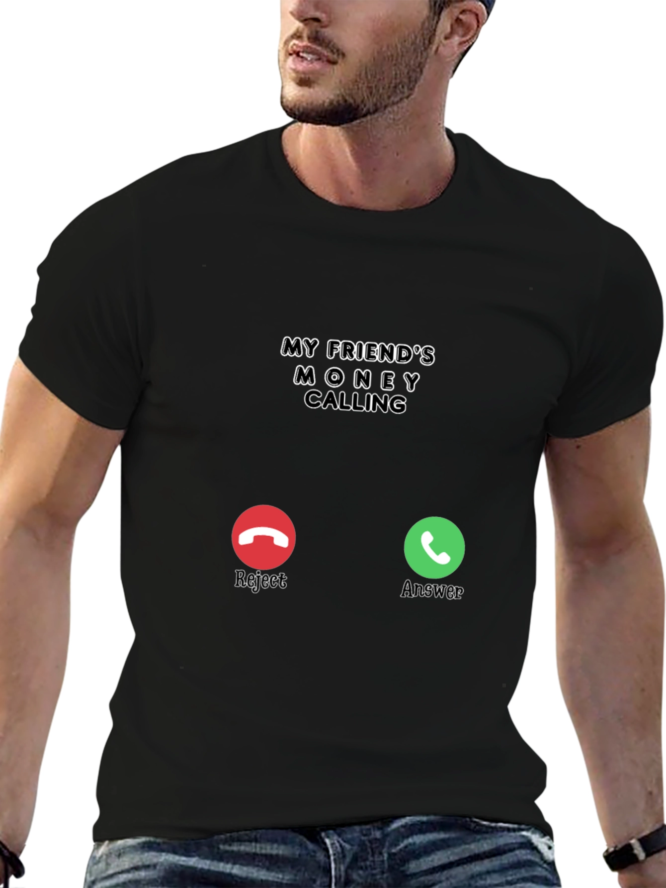 Money Calling Black T-Shirt - Funny Novelty Tee