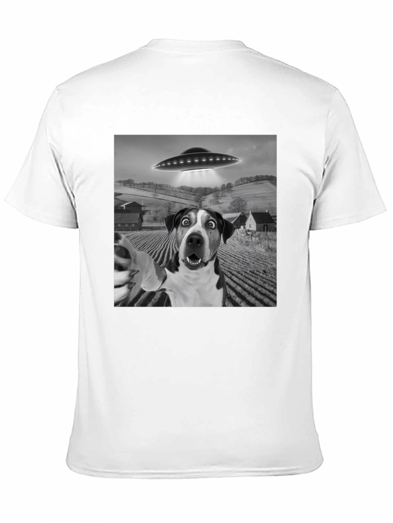 UFO Dog Selfie T-Shirt - Black Graphic Tee