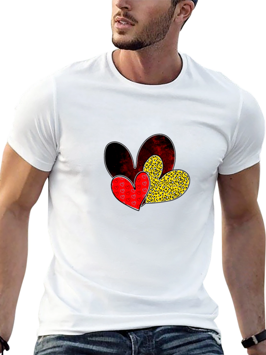 Heart Print Crew Neck T-Shirt
