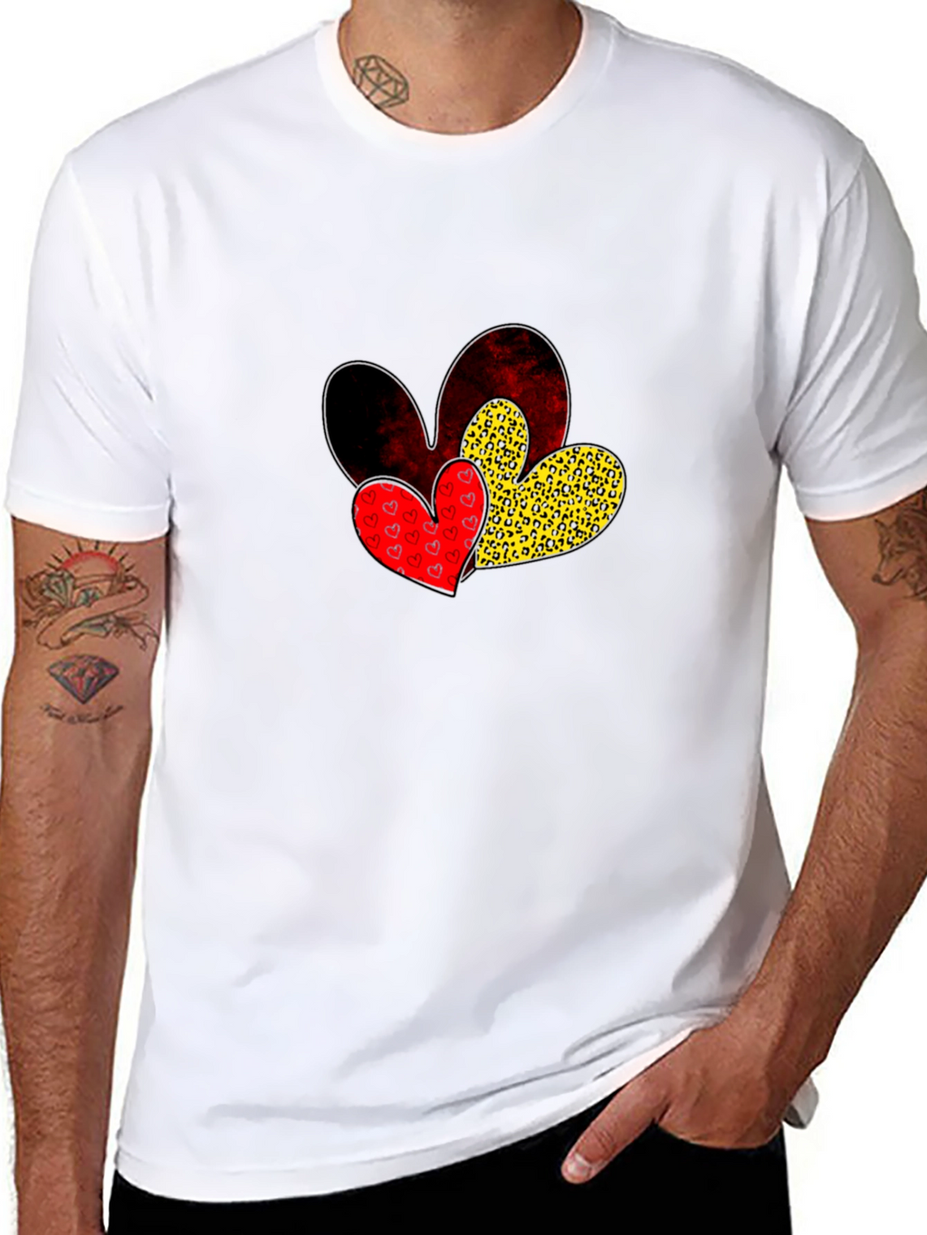 Heart Print Crew Neck T-Shirt