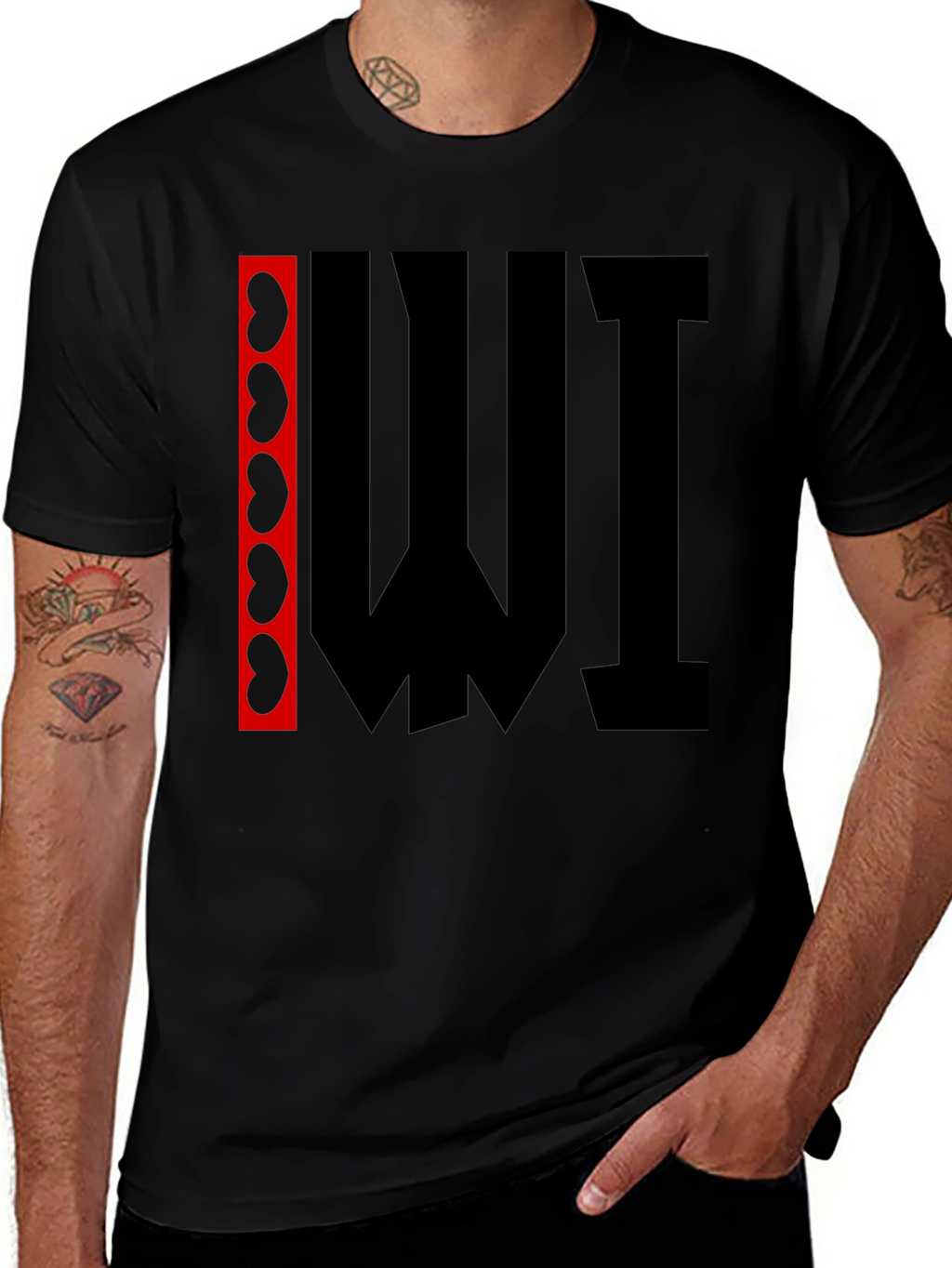 Abstract Graphic Print T-Shirt - Black