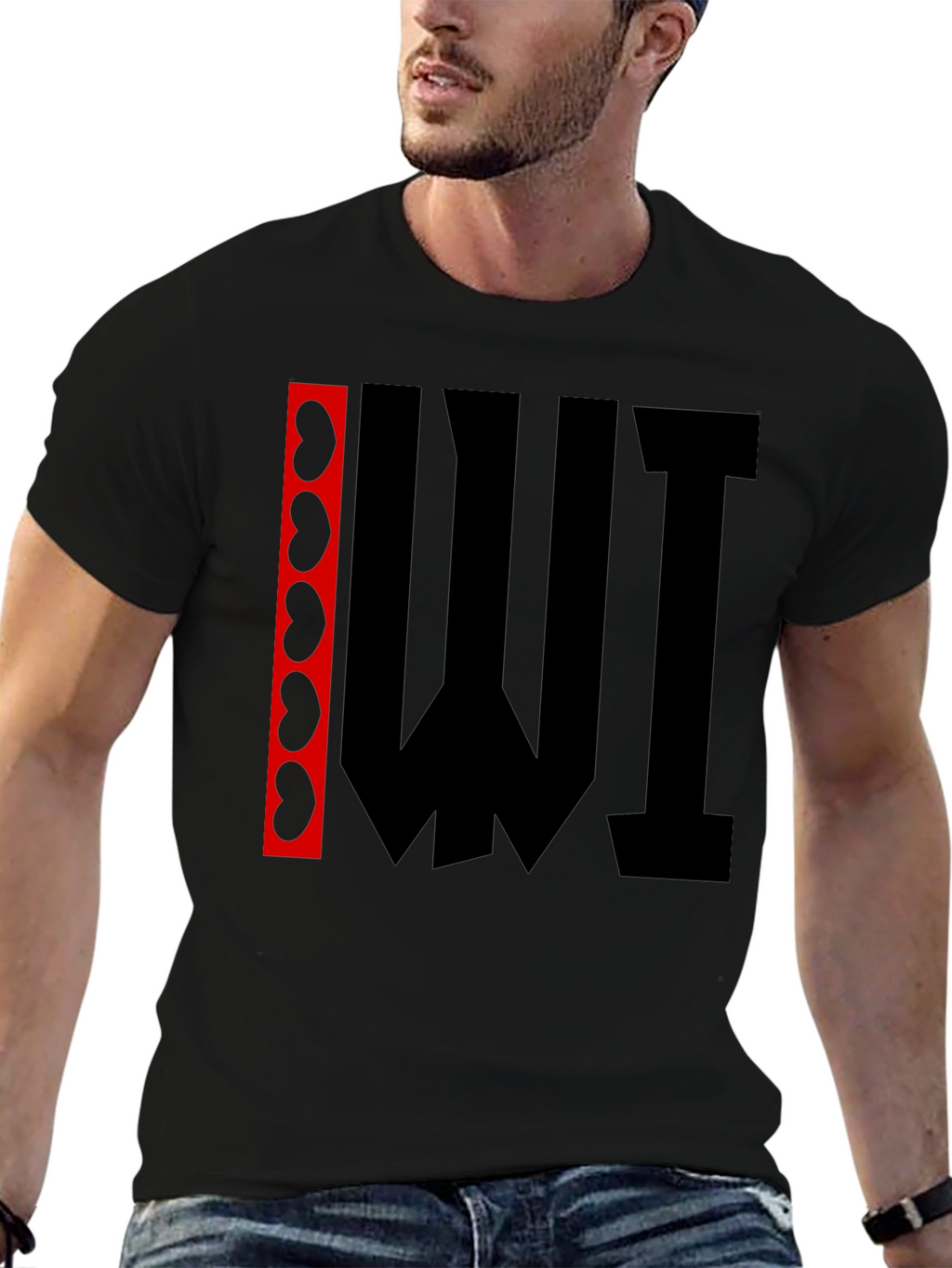 Abstract Graphic Print T-Shirt - Black