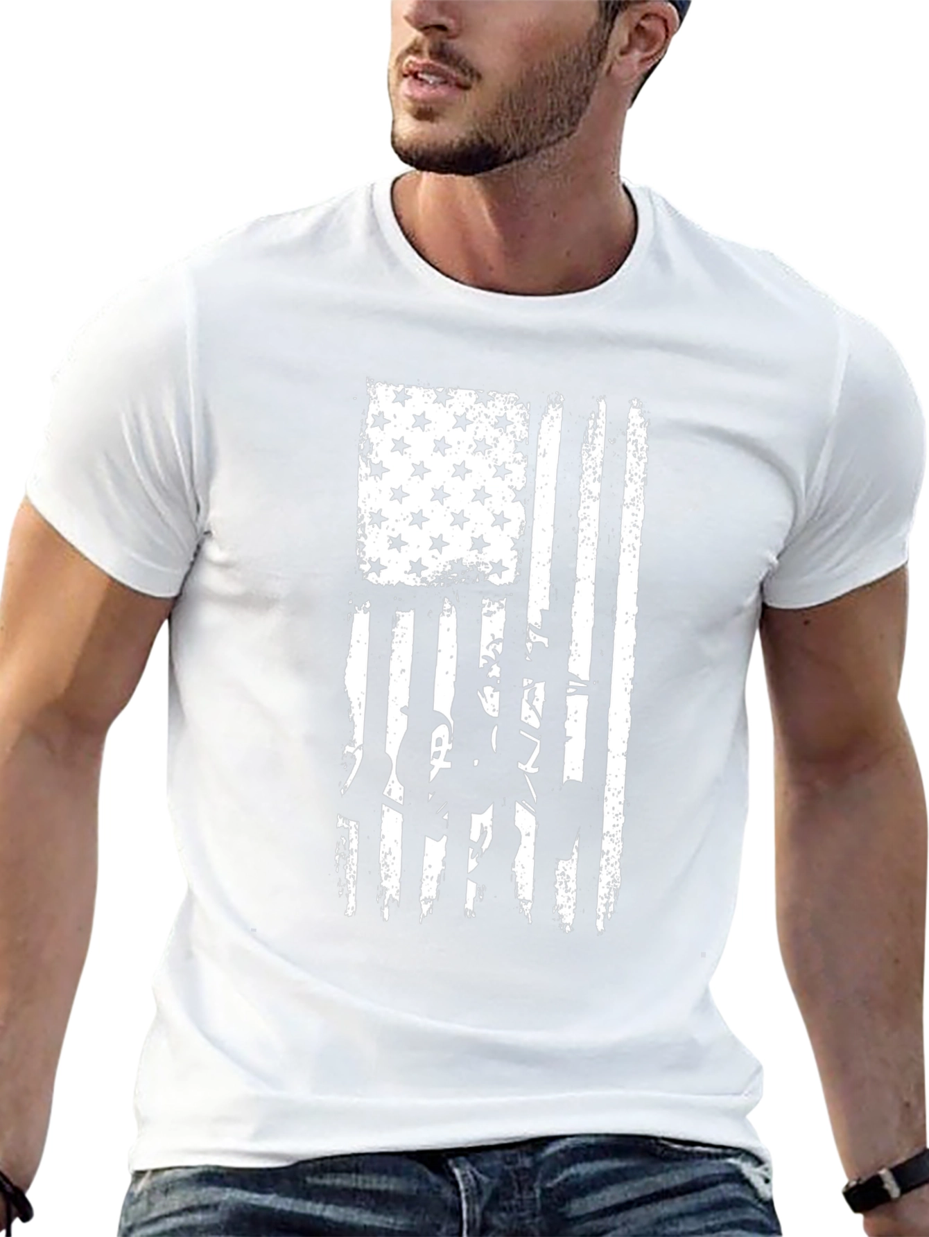 American Flag Cowboy T-Shirt - Black