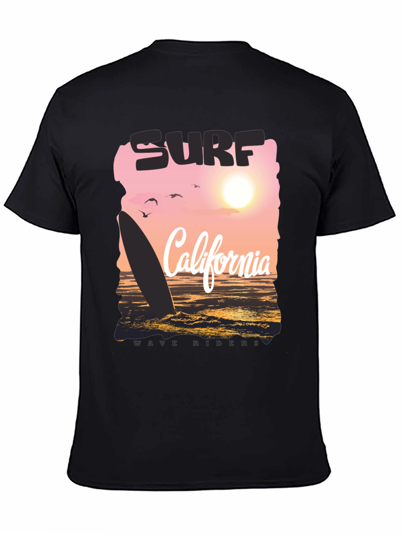 Surf California Wave Riders Graphic Tee - Black