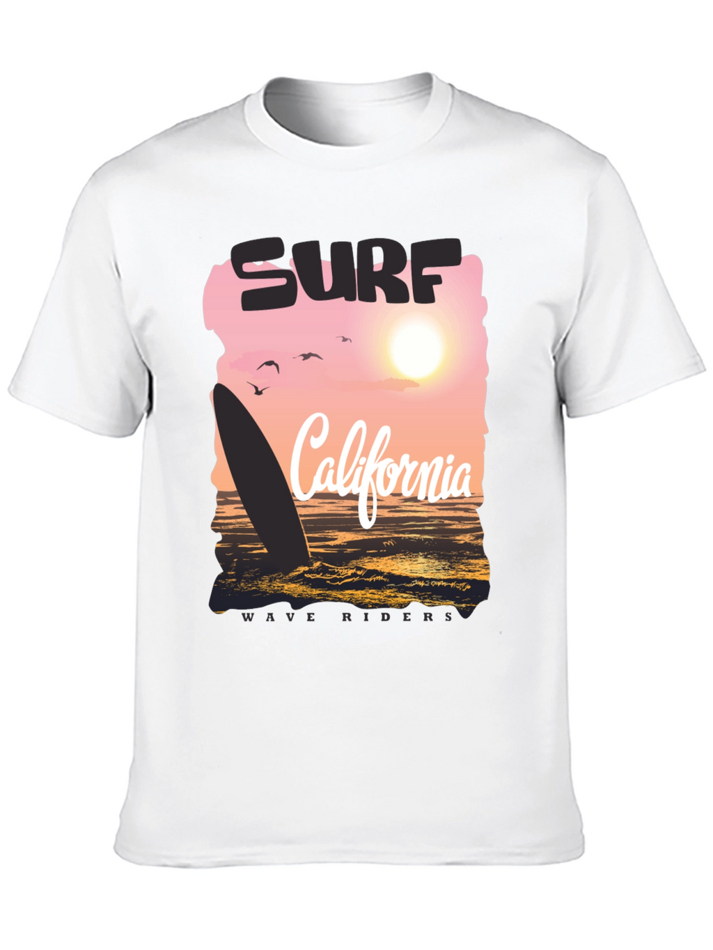 Surf California Wave Riders Graphic Tee - Black