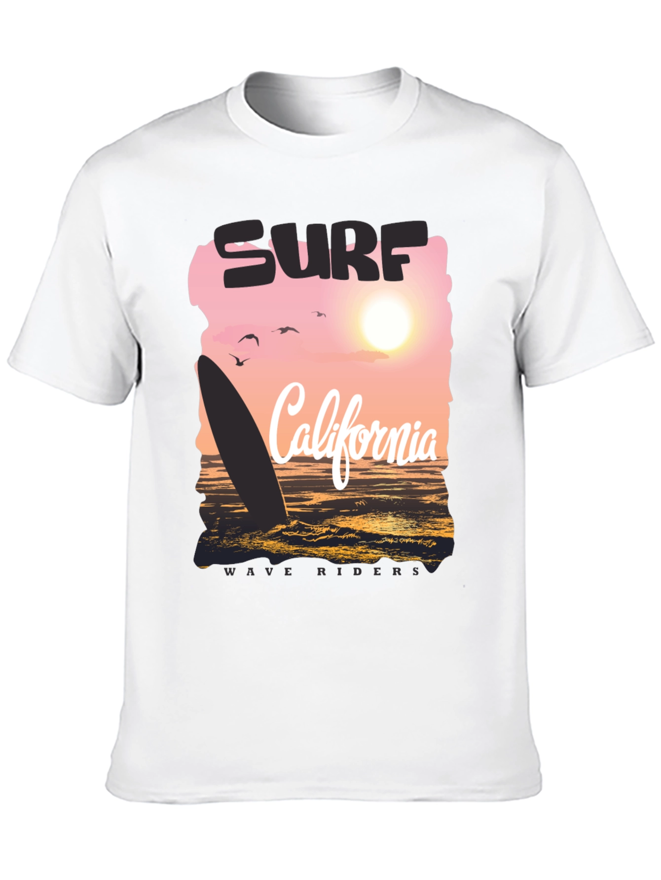 Surf California Wave Riders Graphic Tee - Black
