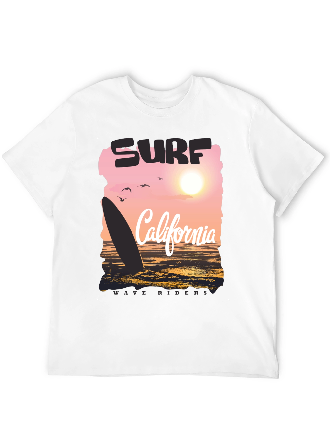 Surf California Wave Riders Graphic Tee - Black