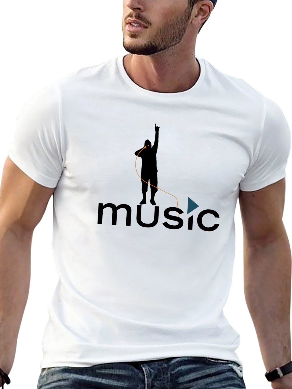 Music Lover Graphic Tee - Black Cotton Blend