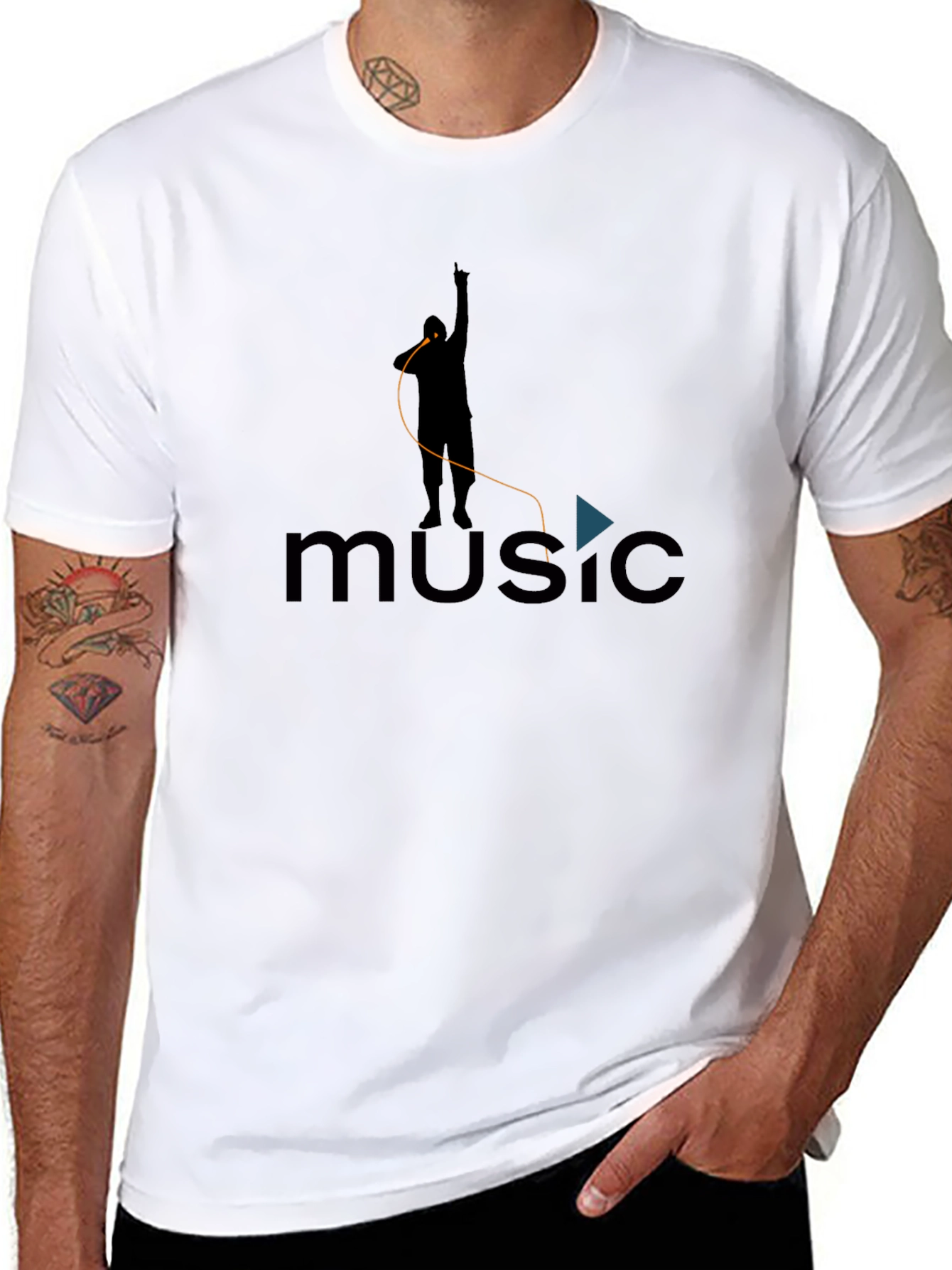 Music Lover Graphic Tee - Black Cotton Blend