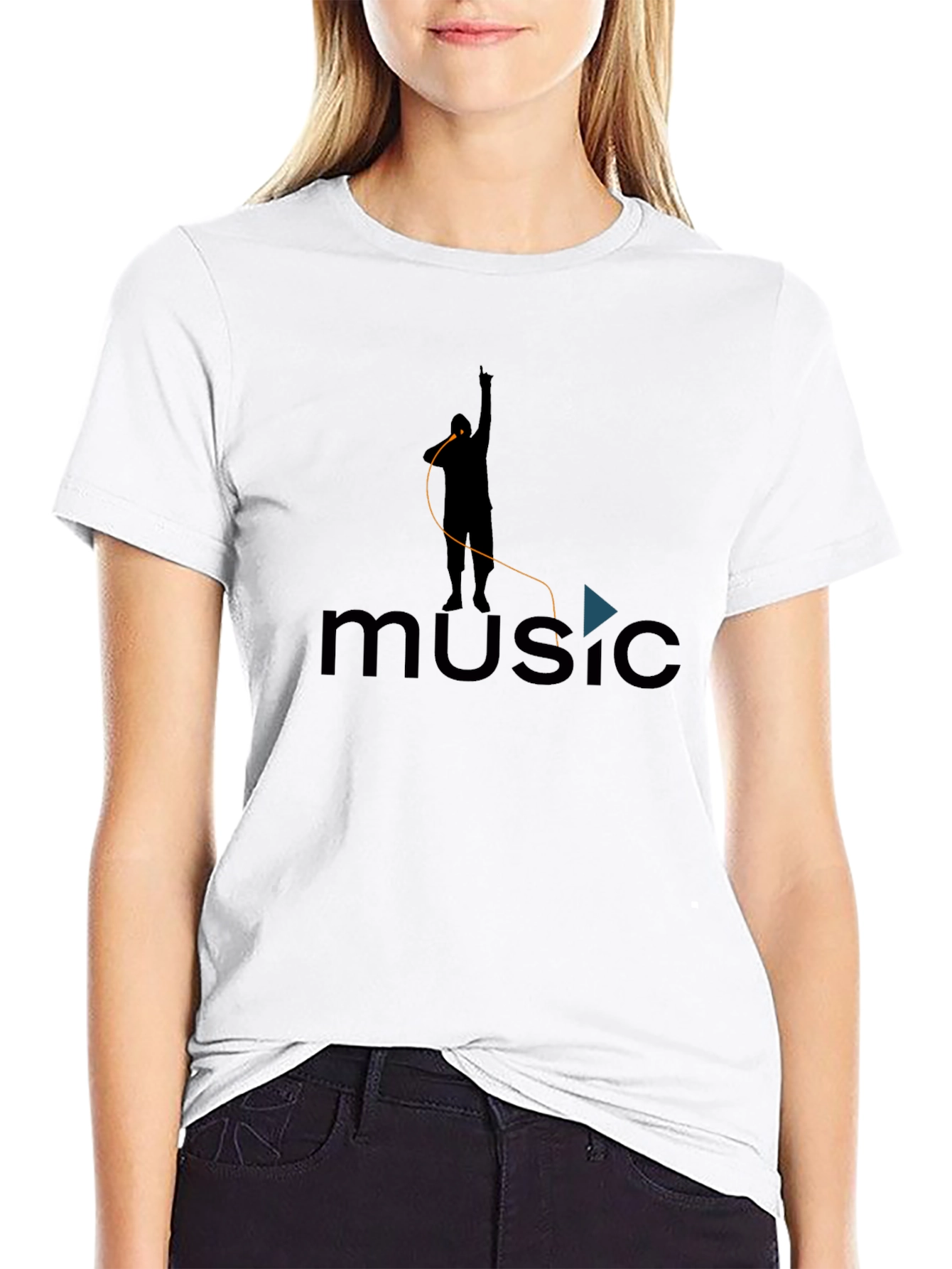 Music Lover Graphic Tee - Black Cotton Blend