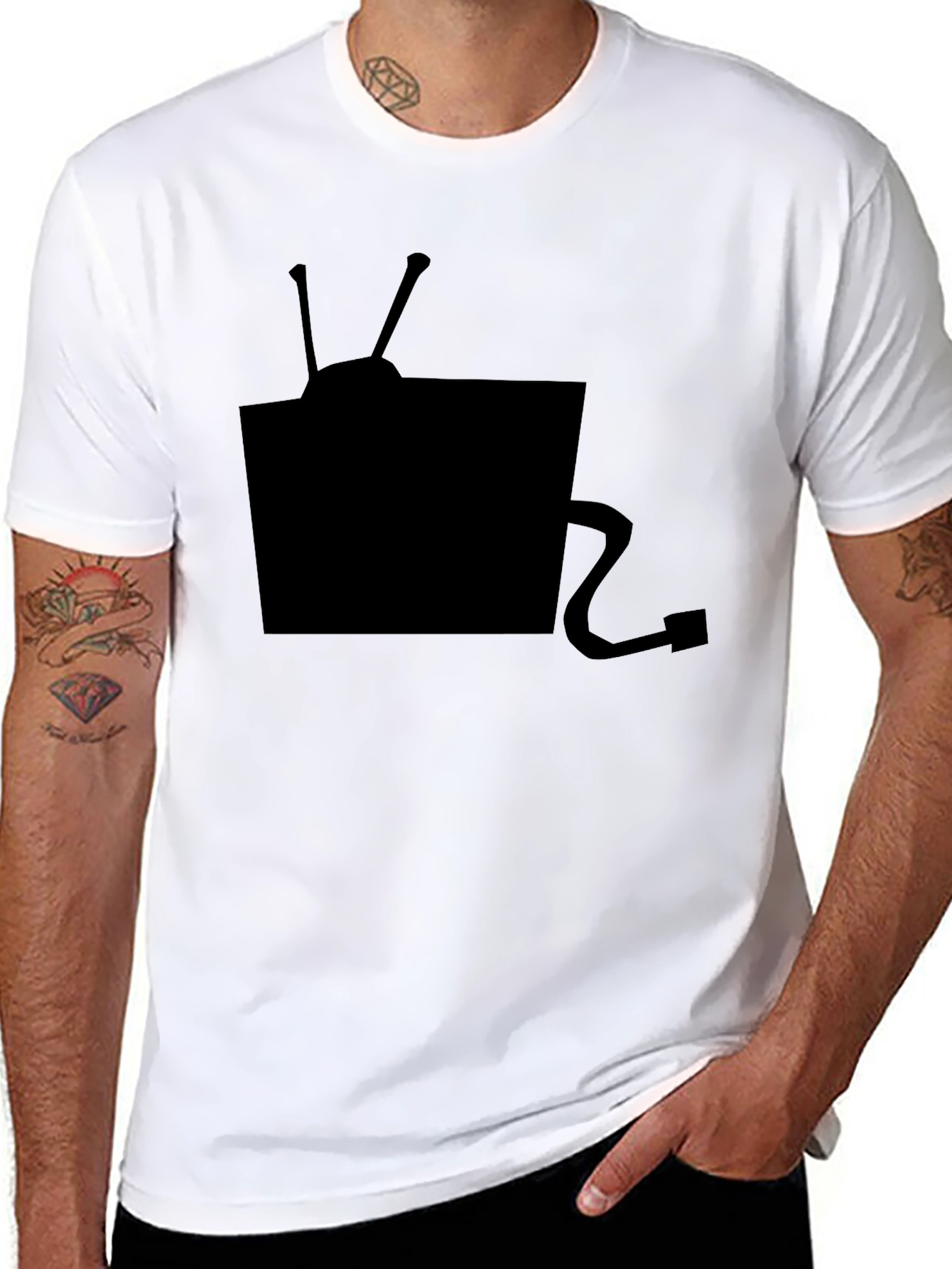Retro TV Graphic Tee - Classic Black Cotton T-Shirt
