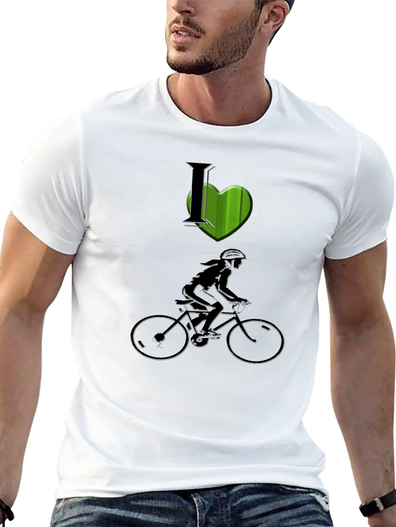 I Heart Biking Graphic Tee - Black Cotton Casual Shirt