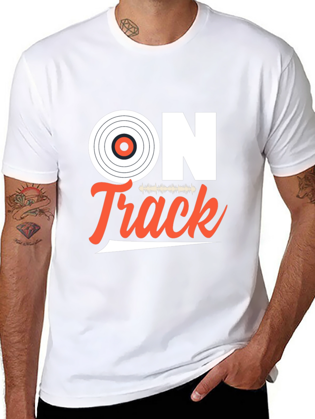On Track Vinyl Record Graphic T-Shirt