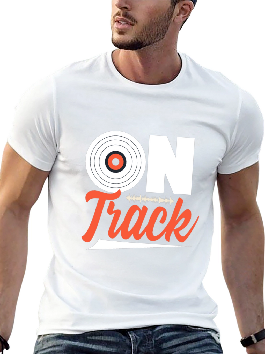 On Track Vinyl Record Graphic T-Shirt