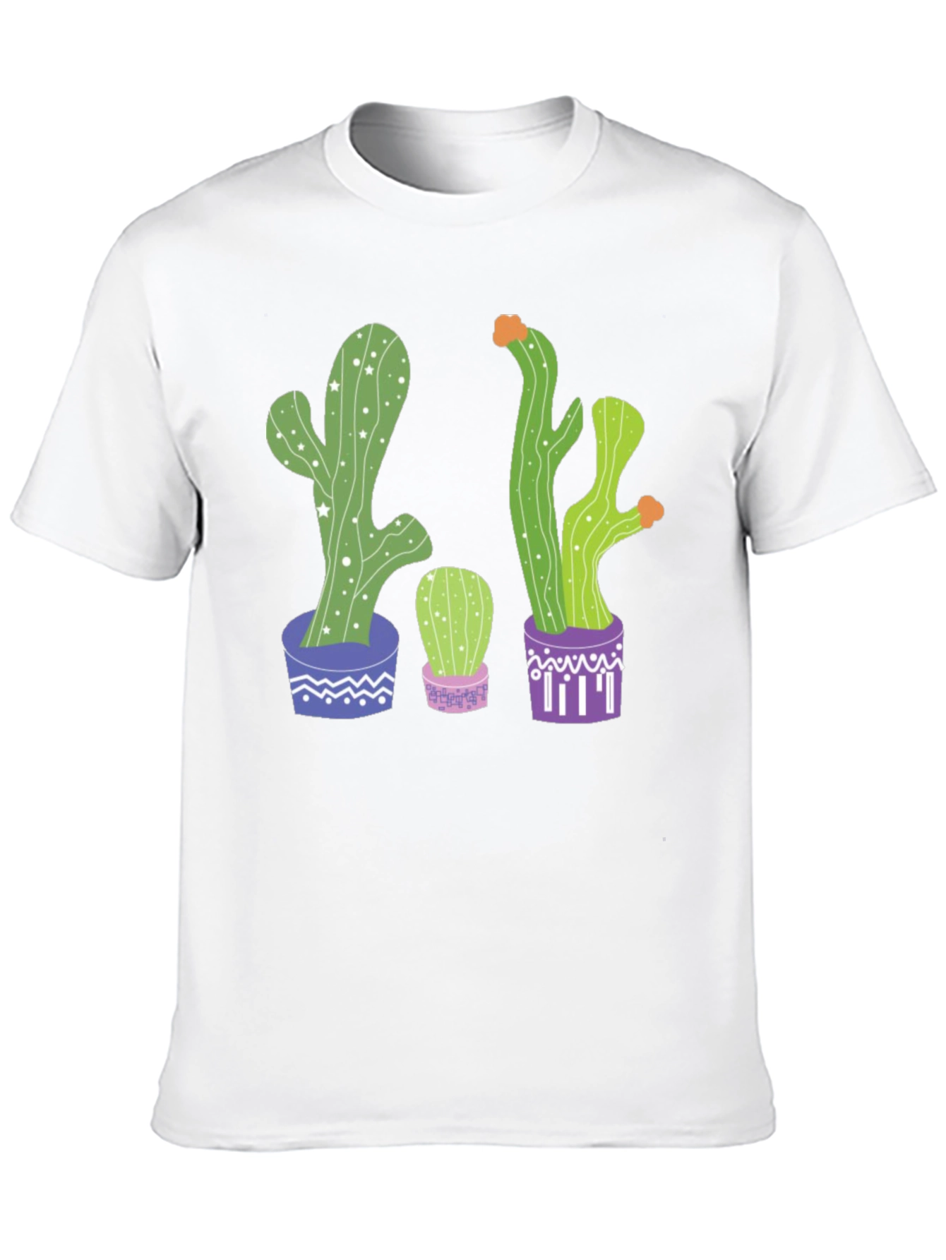 Cactus Print Graphic Tee - Potted Plant Shirt
