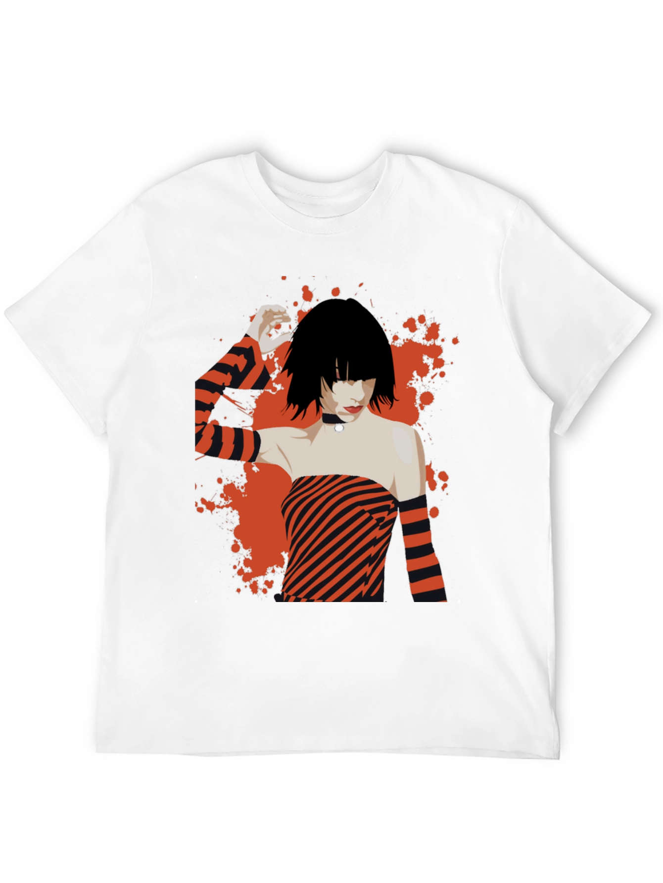 Stripped Design Black T-Shirt