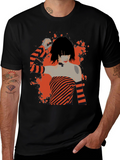Stripped Design Black T-Shirt