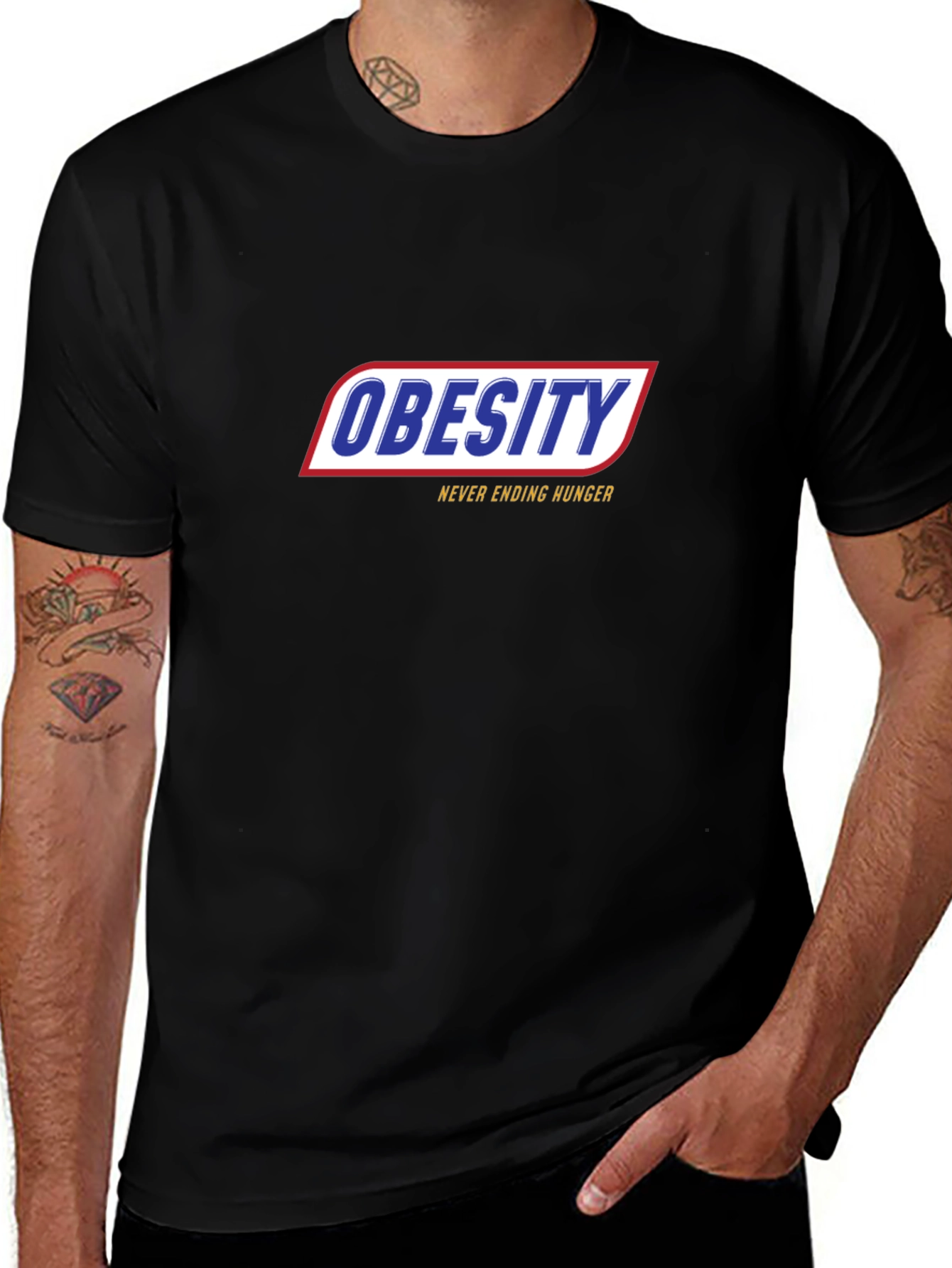 Obesity Never Ending Hunger Black T-Shirt